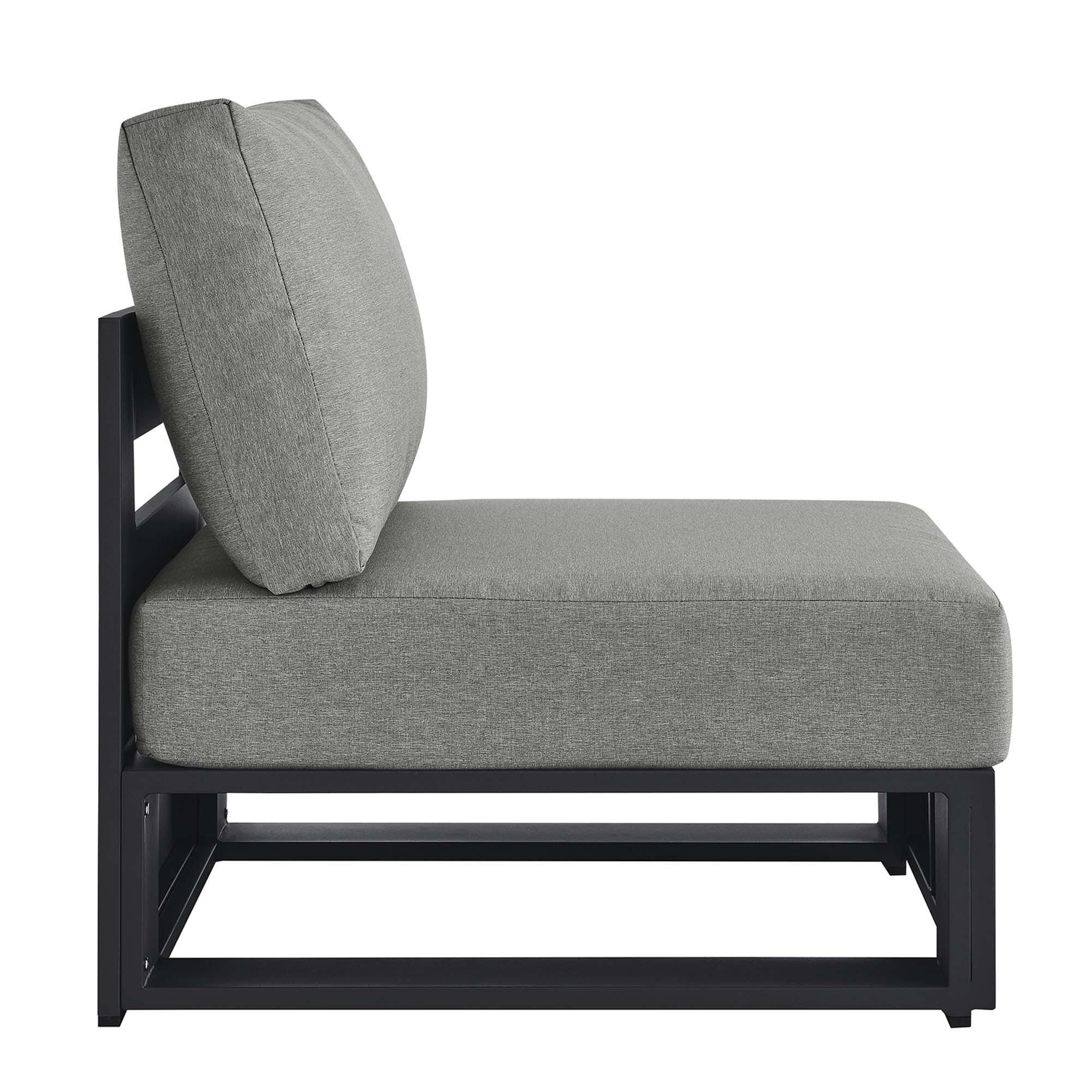 Modway Tahoe Outdoor Armless Chair, Gray/Gray, large
