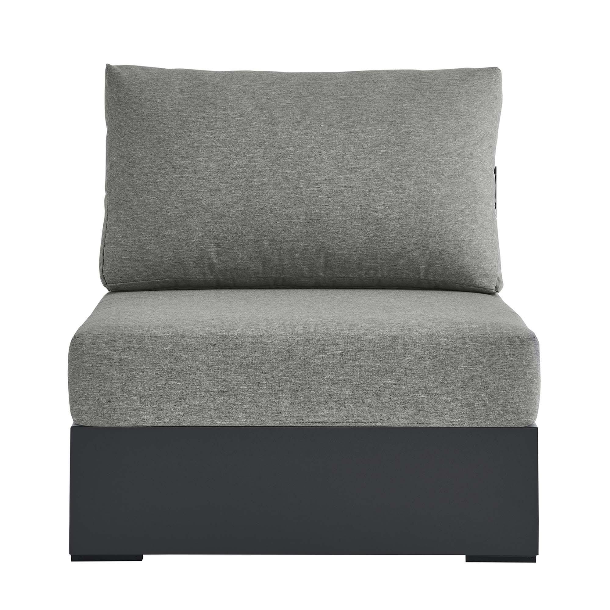Modway Tahoe Outdoor Armless Chair, Gray/Gray, large