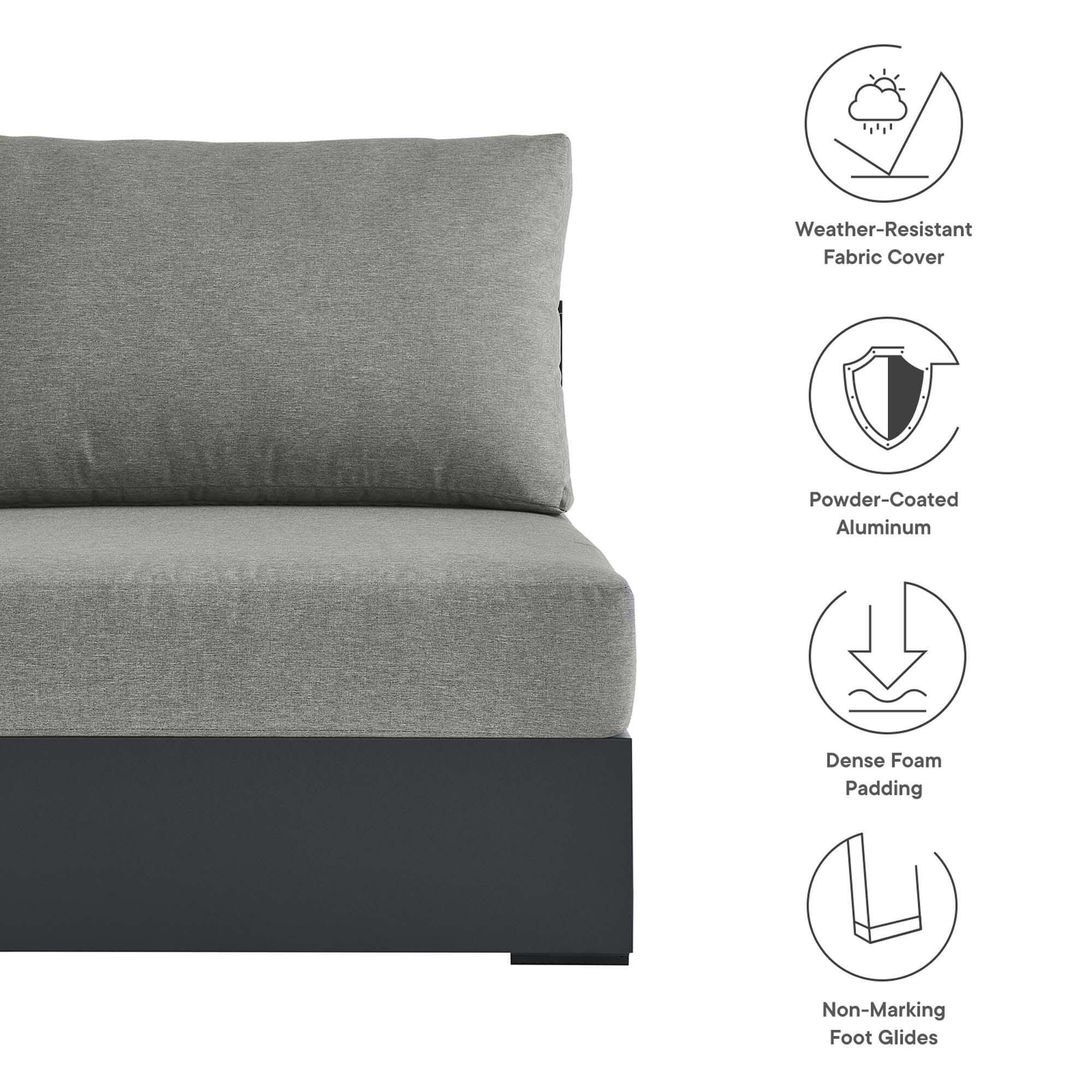 Modway Tahoe Outdoor Armless Chair, Gray/Gray, large