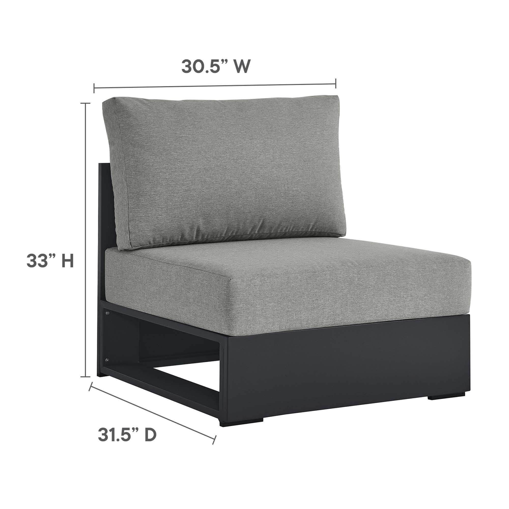 Modway Tahoe Outdoor Armless Chair, Gray/Gray, large