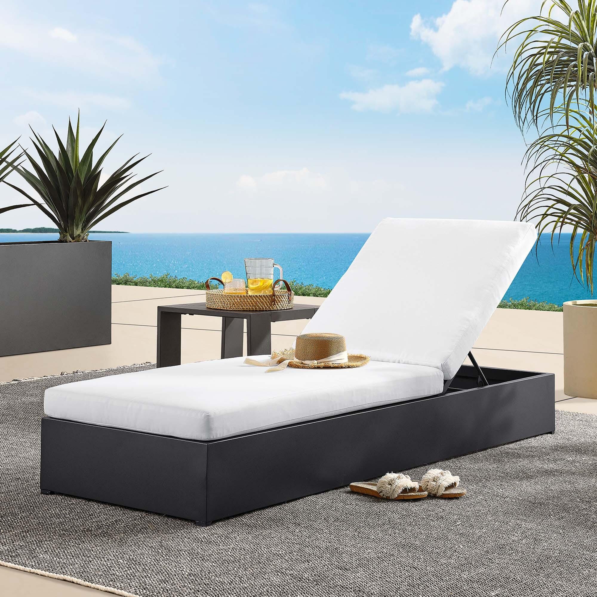 Modway Tahoe Outdoor Chaise Lounge, Gray/White, rollover