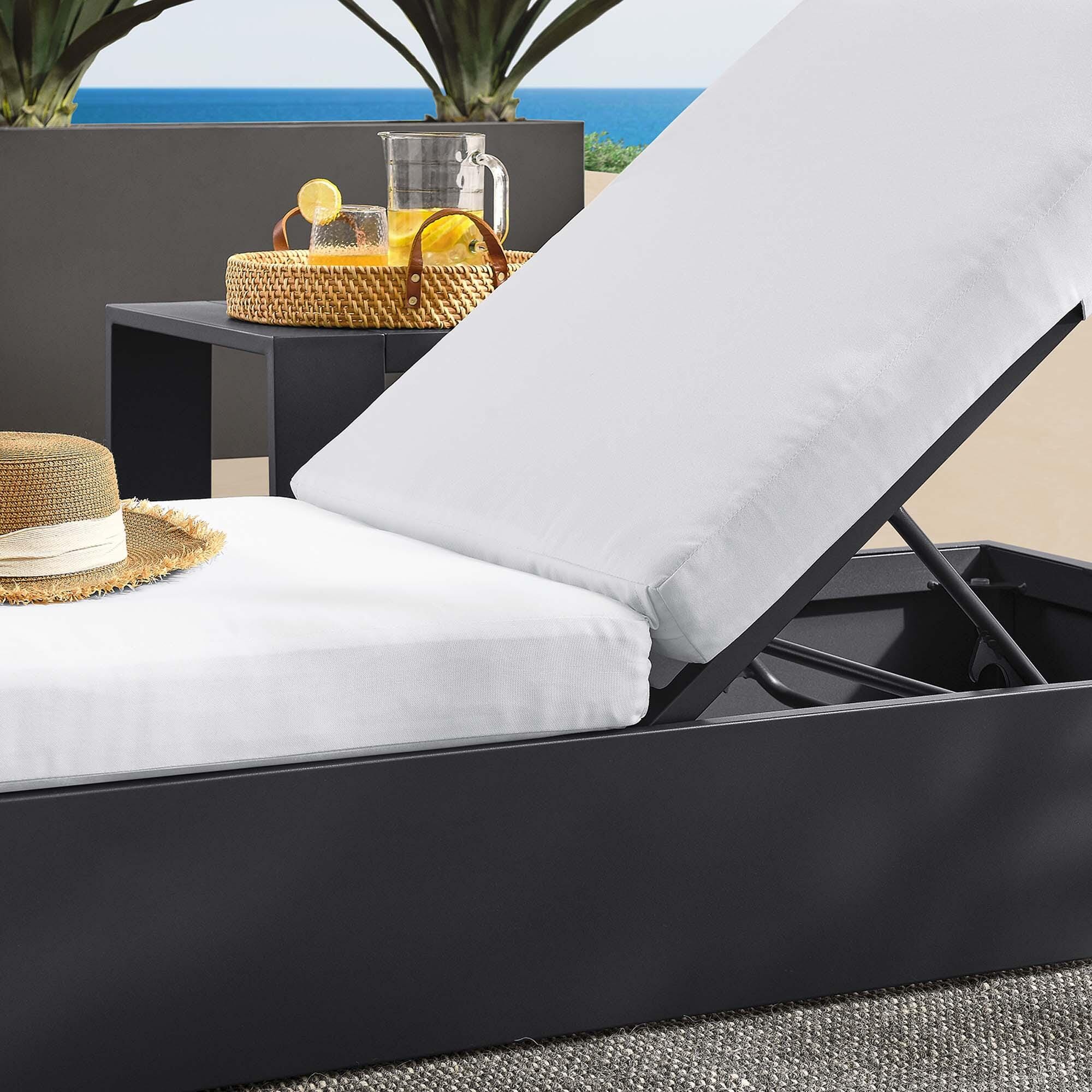 Modway Tahoe Outdoor Chaise Lounge, Gray/White, large