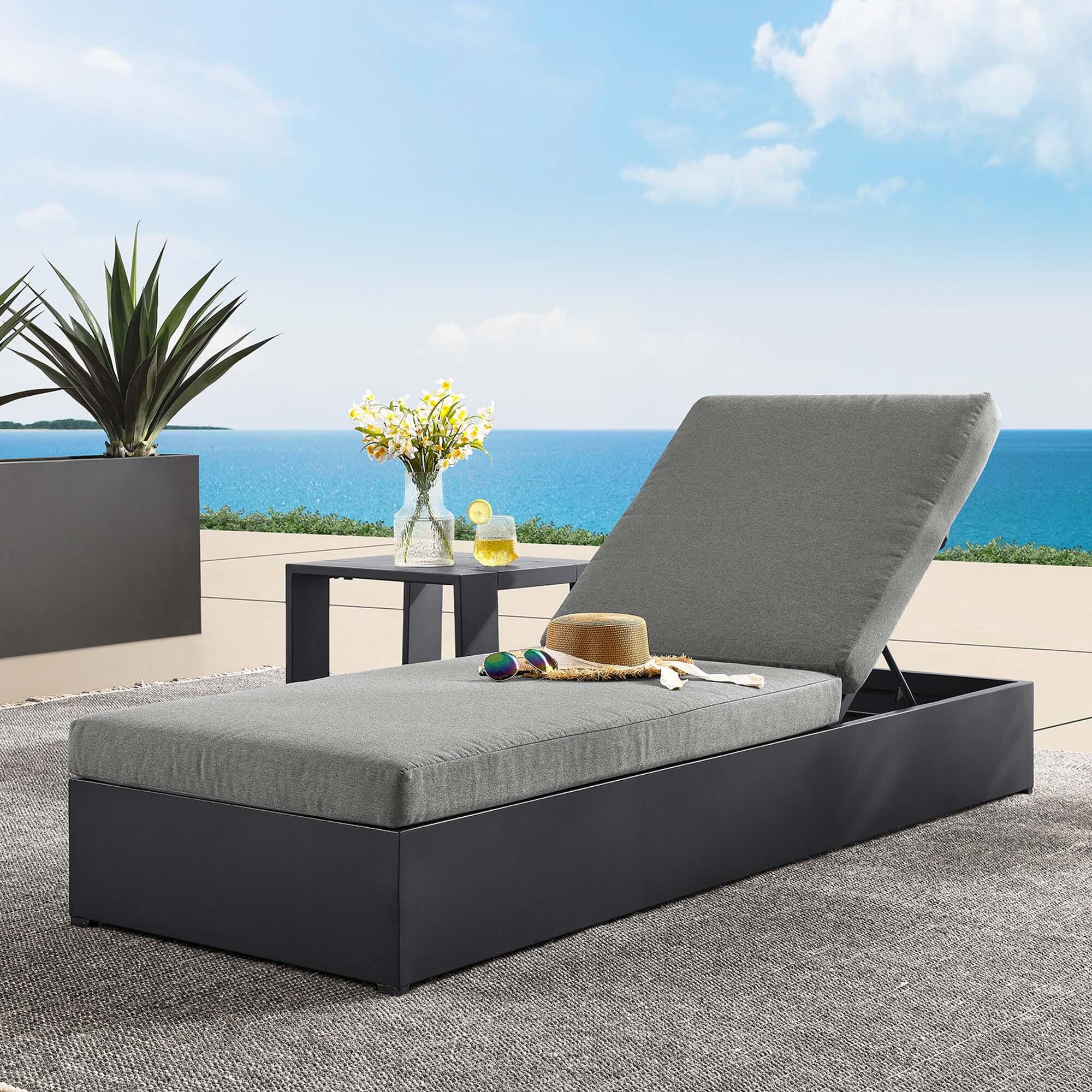 Modway Tahoe Outdoor Chaise Lounge, Gray/Charcoal, large