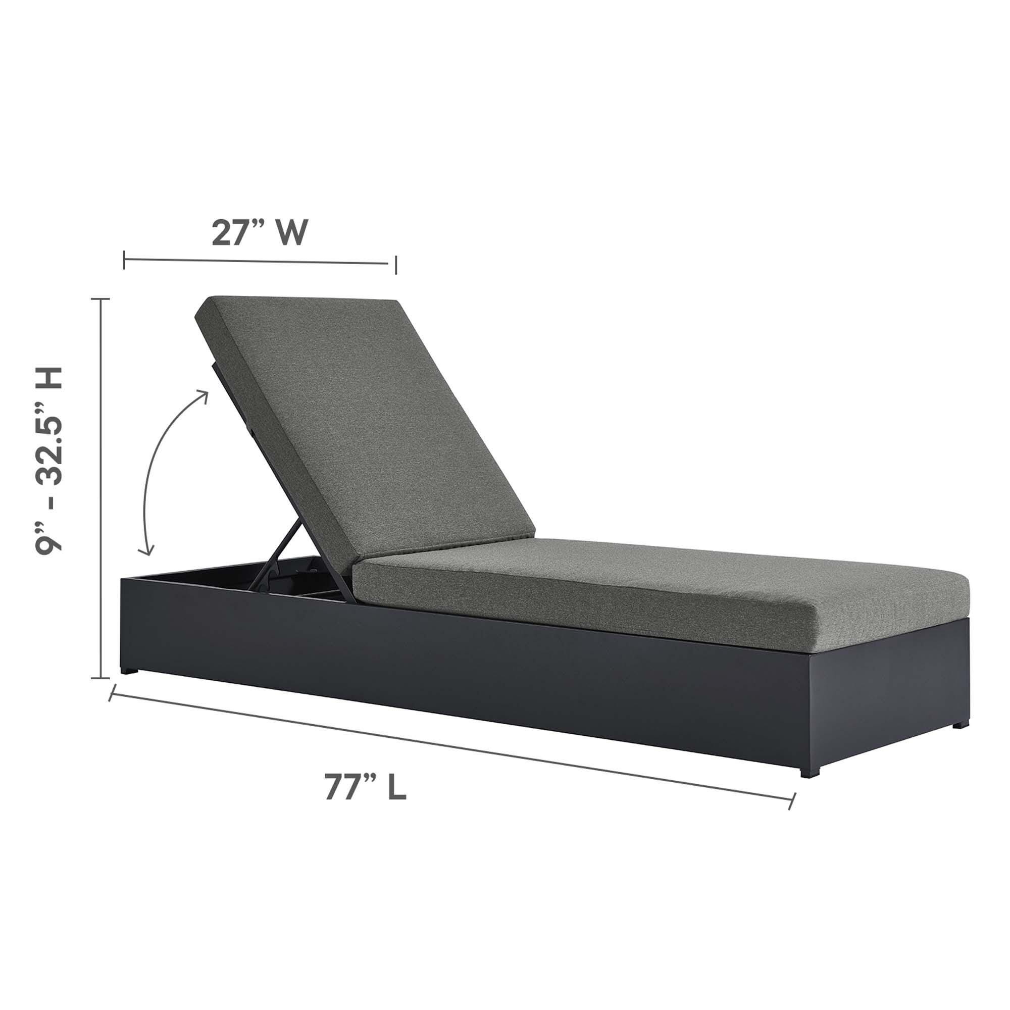 Modway Tahoe Outdoor Chaise Lounge, Gray/Charcoal, large