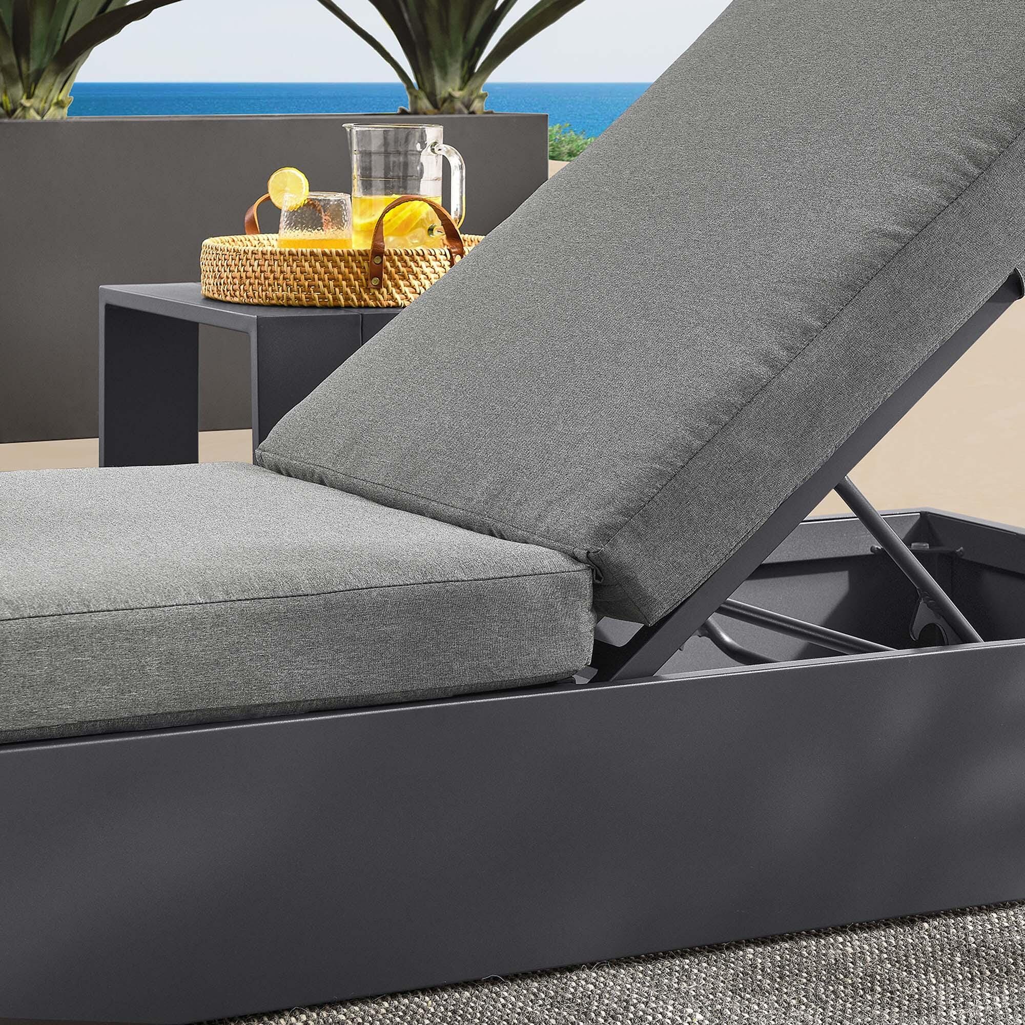 Modway Tahoe Outdoor Chaise Lounge, Gray/Charcoal, large