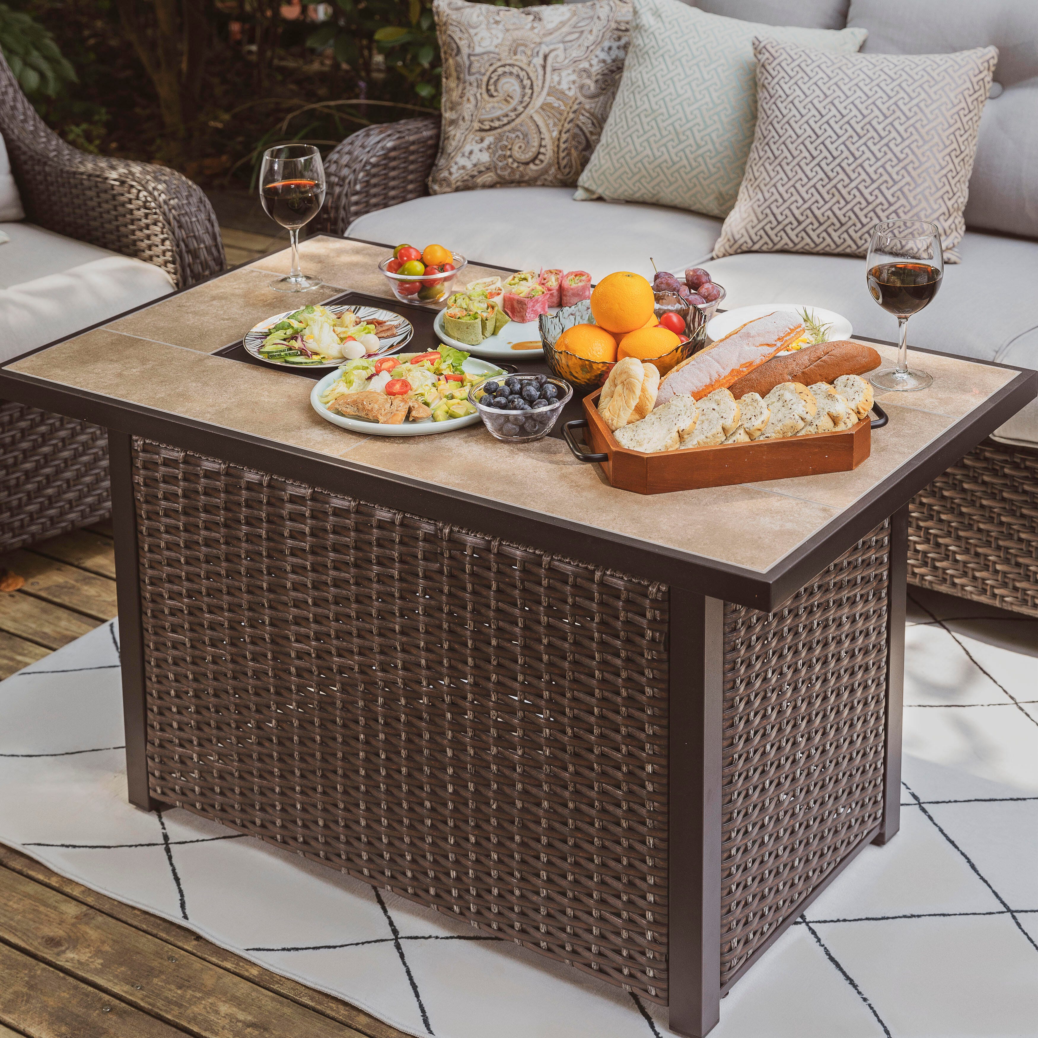 Nuu Garden Outdoor 43" Propane Fire Pit Table, , large