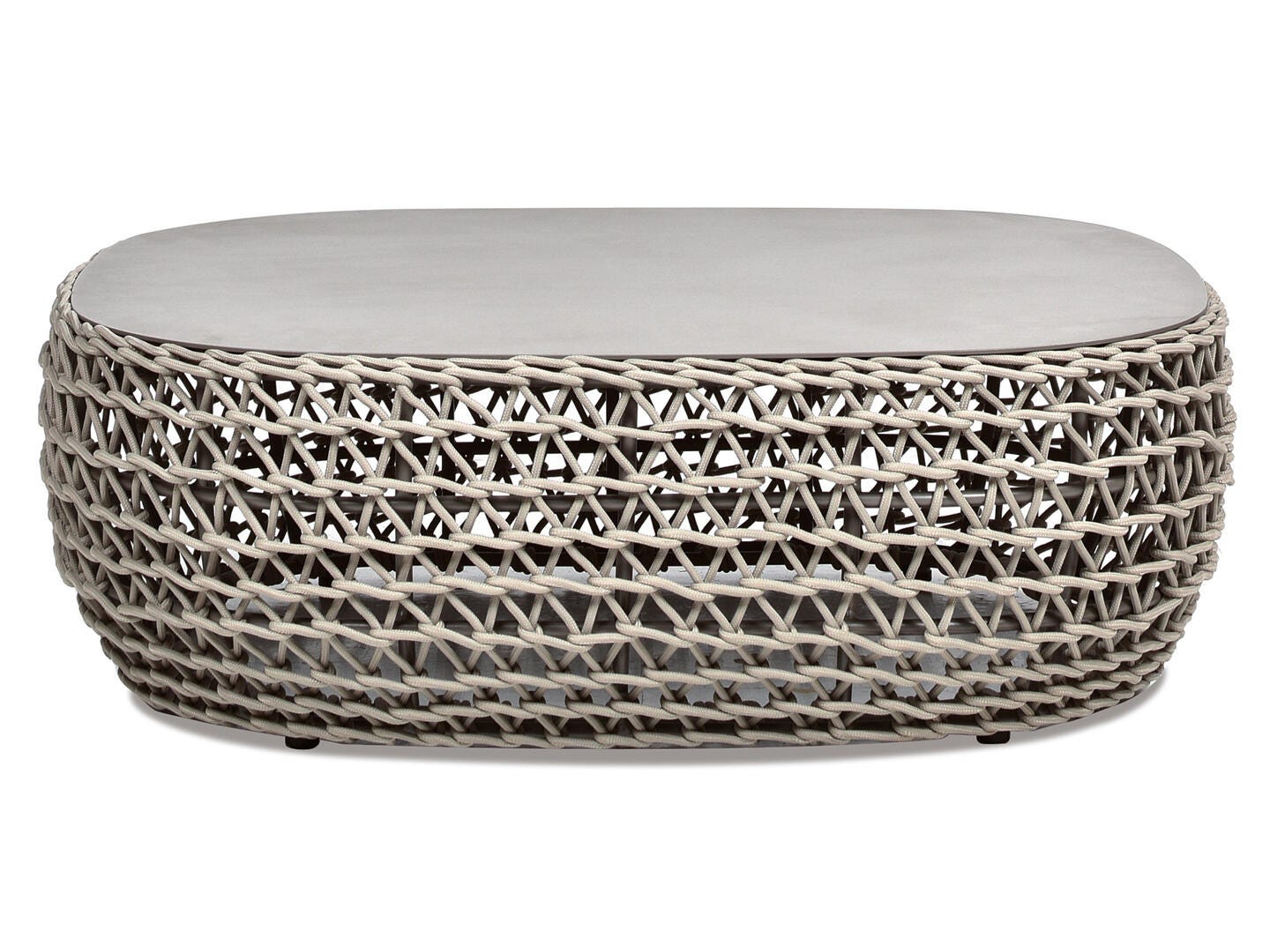 Willow Woven Oval Patio Coffee Table, , large