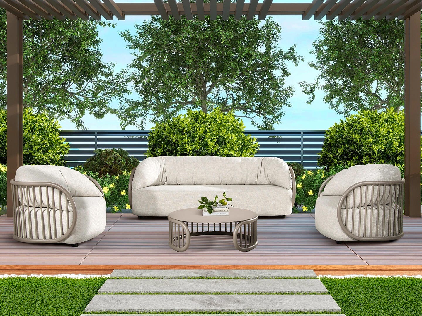 Harper Outdoor Round Coffee Table, , large