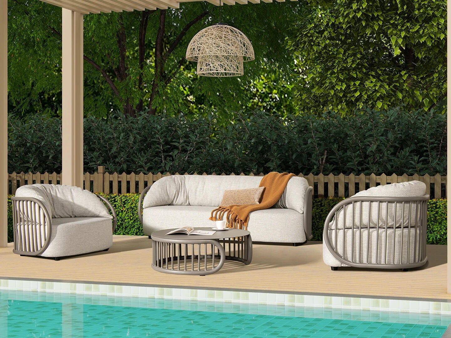 Harper Outdoor Round Coffee Table, , large