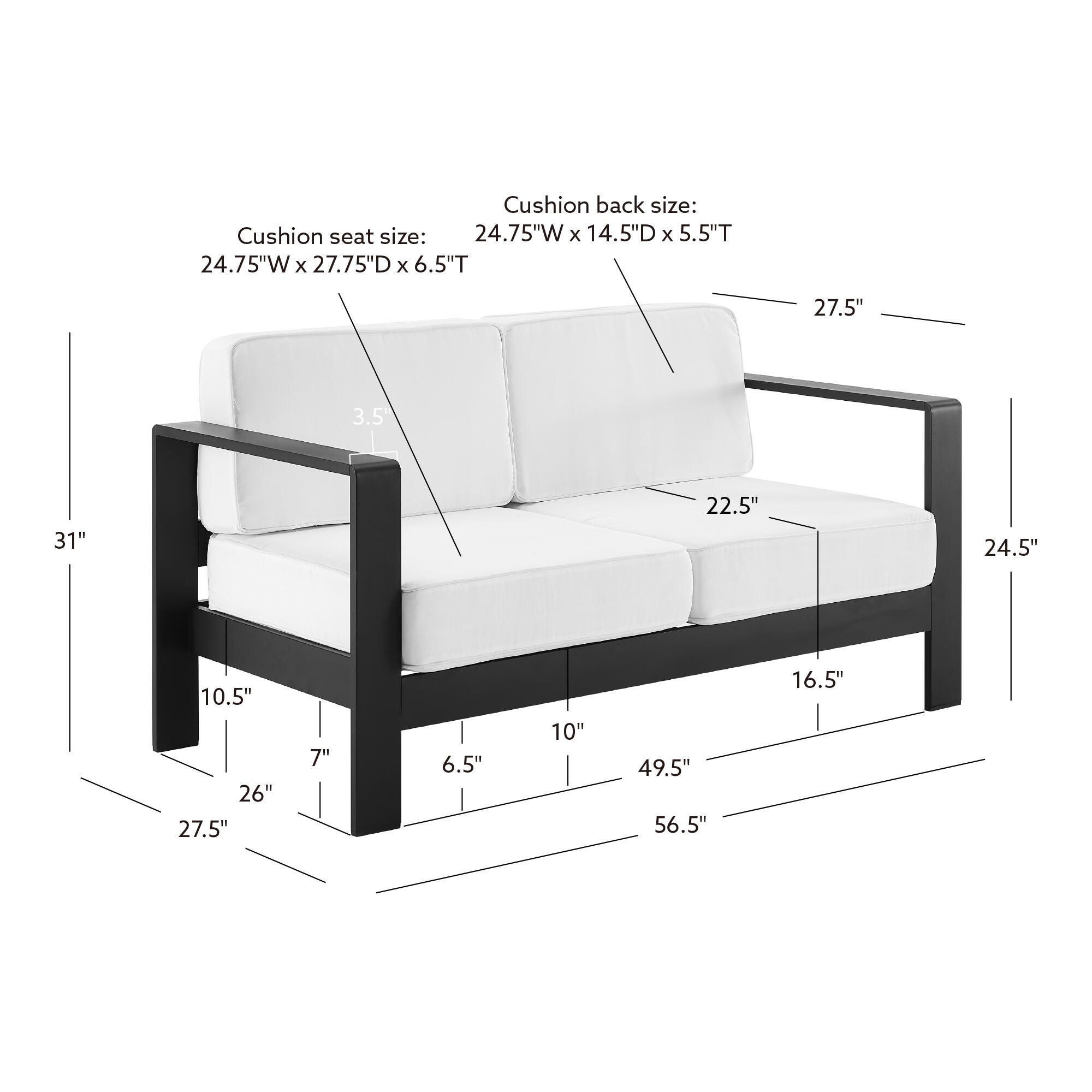 Linon Rosemary Outdoor Sofa, Black, large