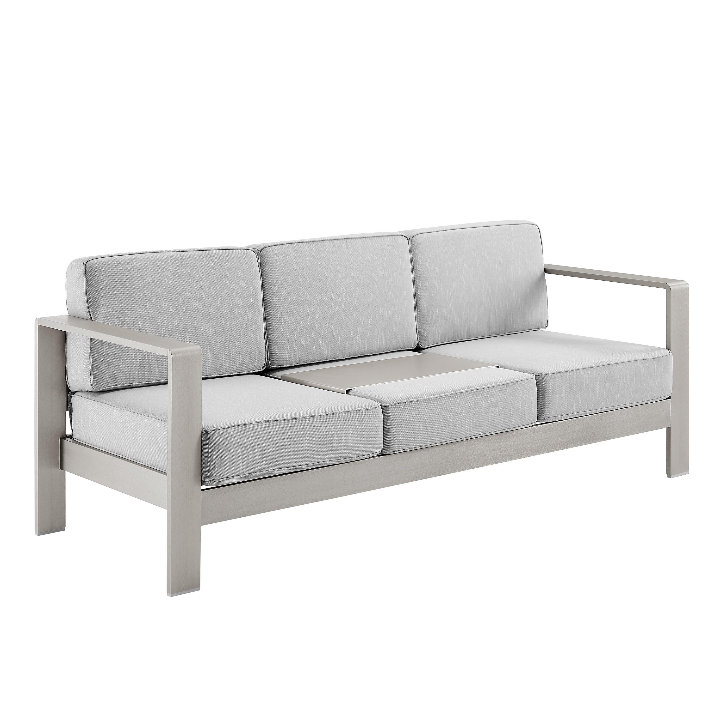 Linon Rosemary Outdoor Solid Sofa, Gray, large
