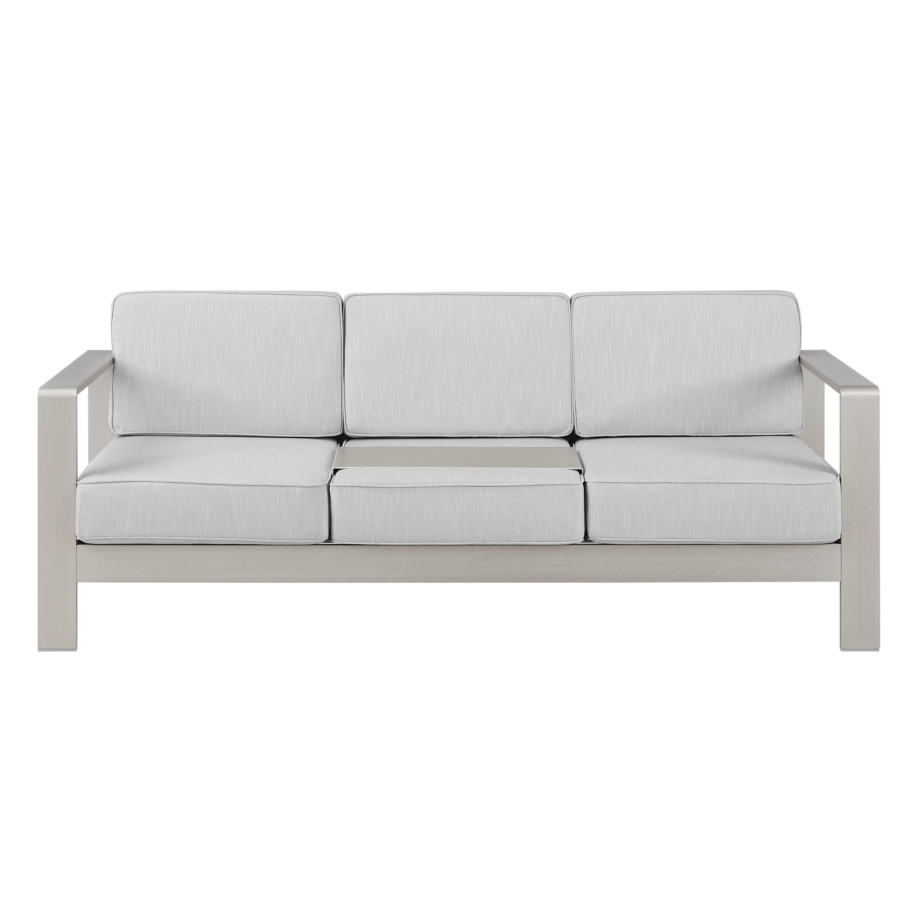 Linon Rosemary Outdoor Solid Sofa, Gray, large