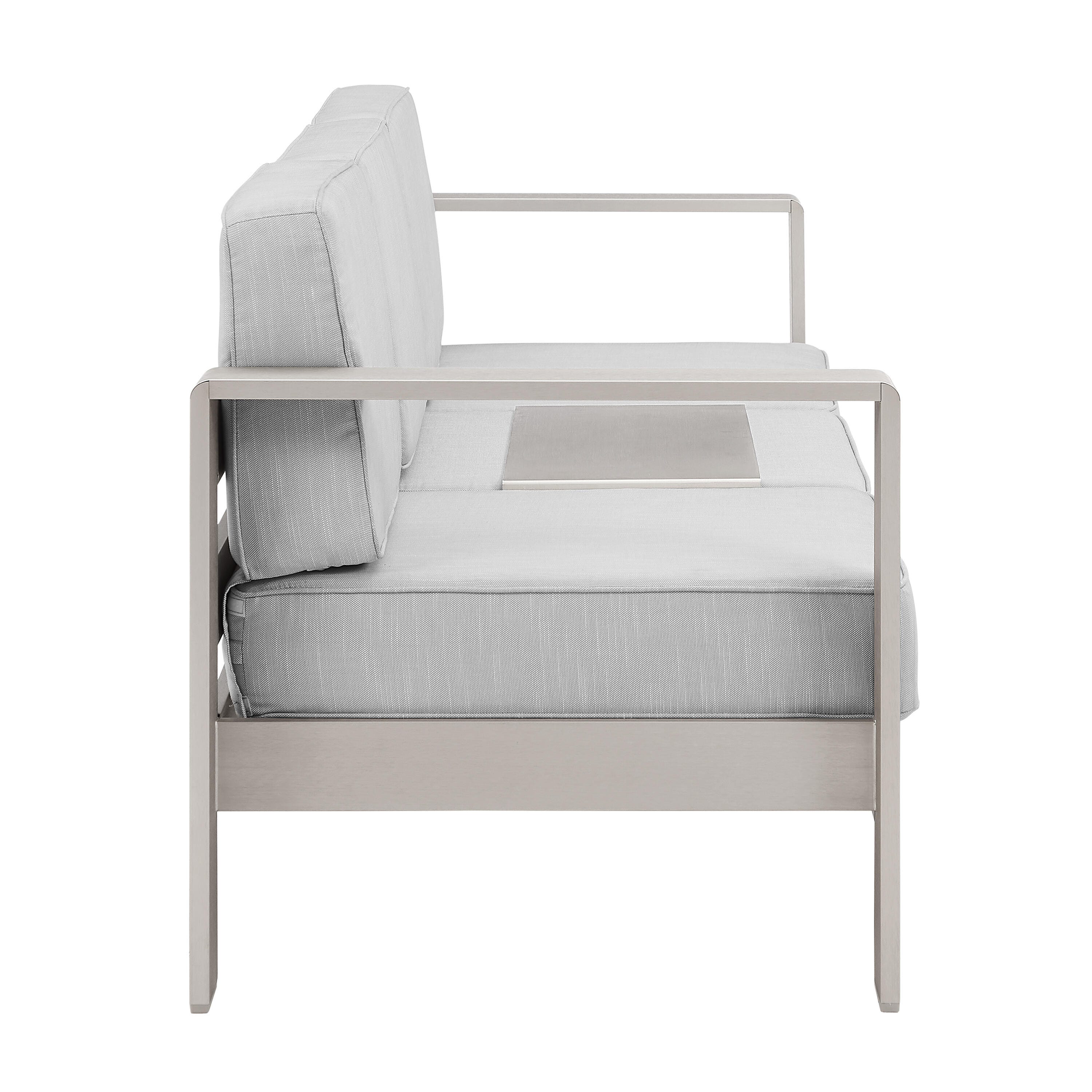 Linon Rosemary Outdoor Solid Sofa, Gray, large