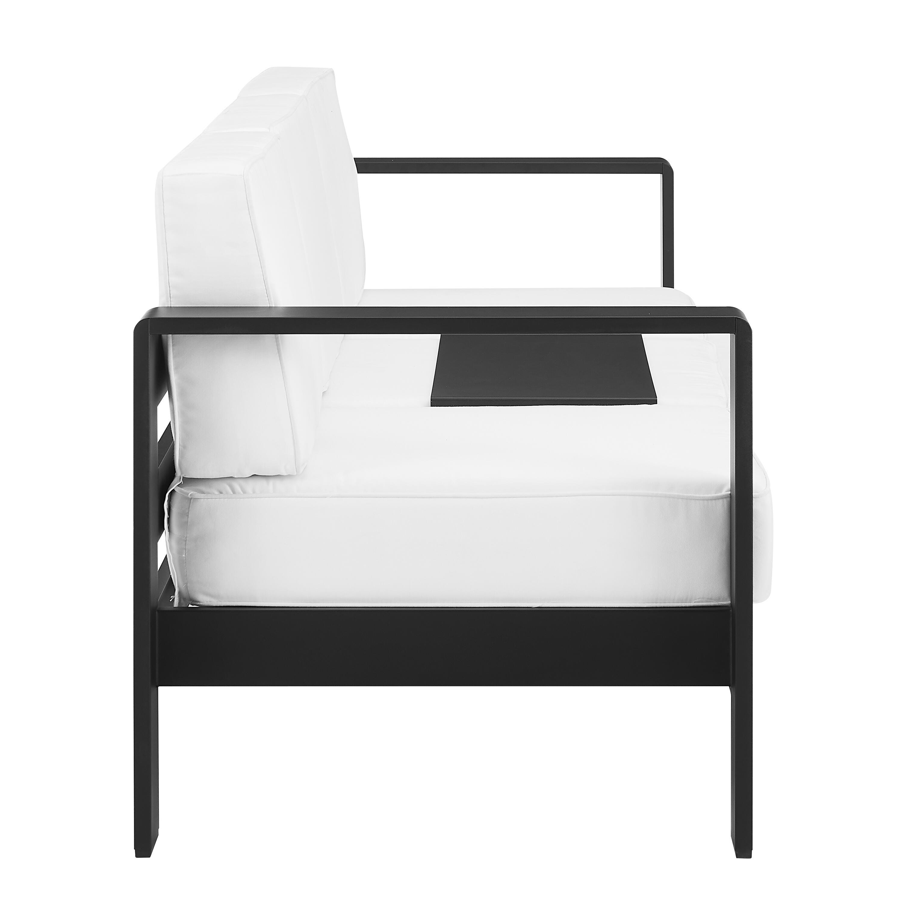 Linon Rosemary Outdoor Solid Sofa, Black, large