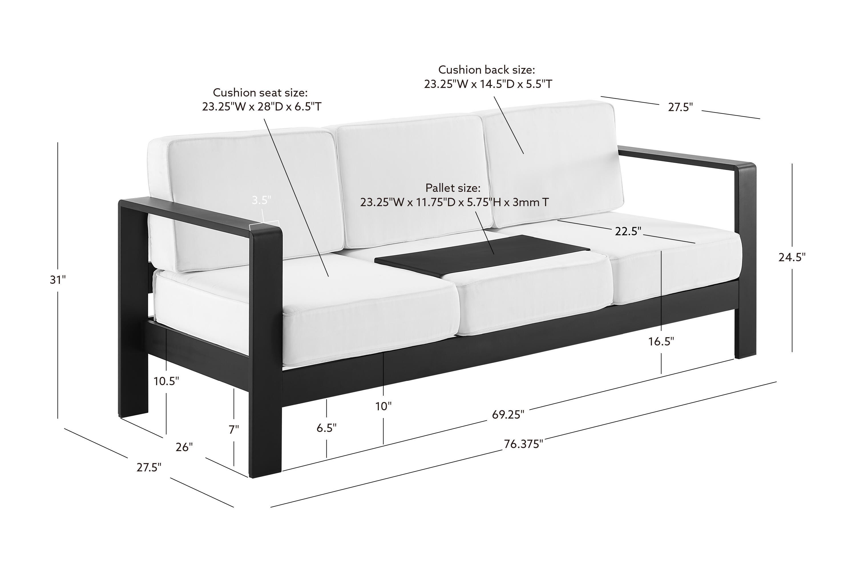 Linon Rosemary Outdoor Solid Sofa, Black, large