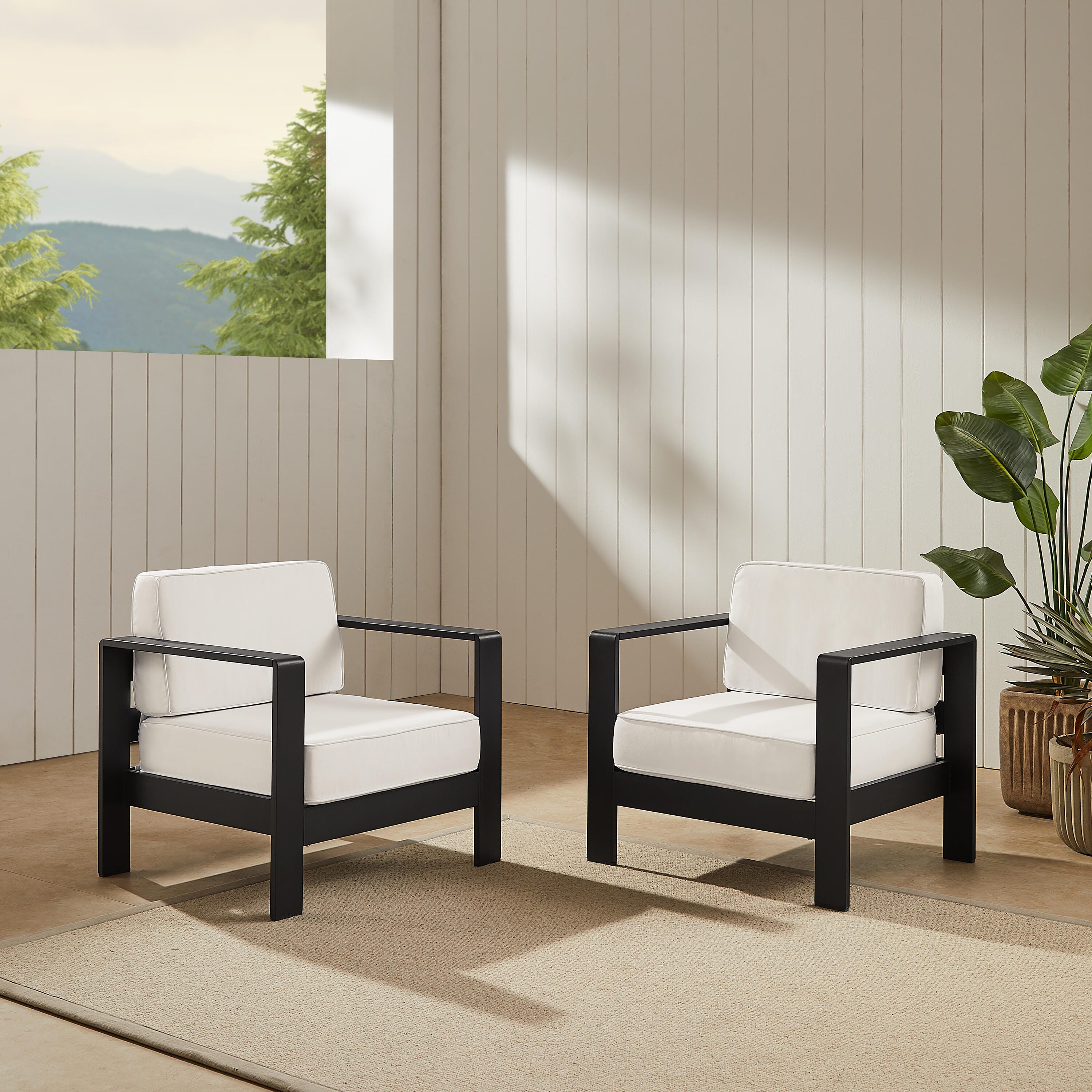 Linon Rosemary Outdoor Chairs (Set of 2), Black, rollover