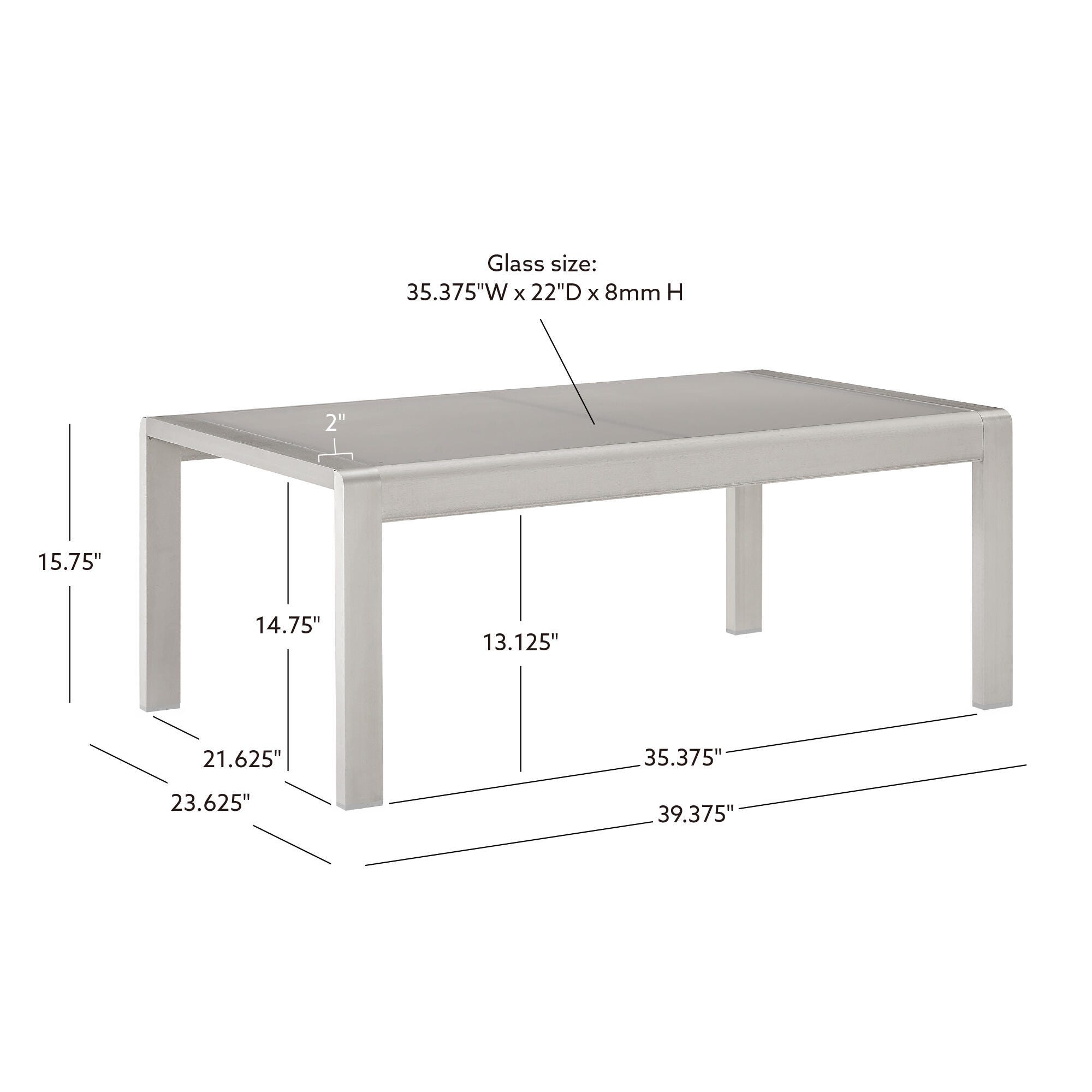 Linon Rosemary Outdoor Coffee Table, Gray, large