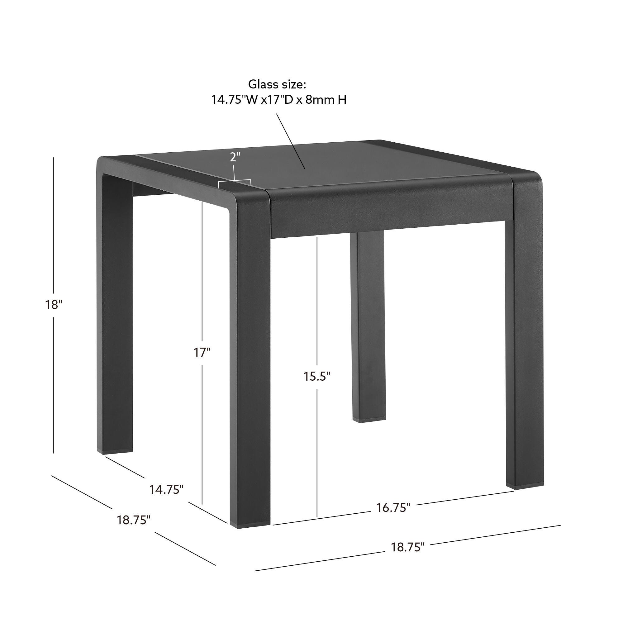 Linon Rosemary Outdoor Side Table, Black, large