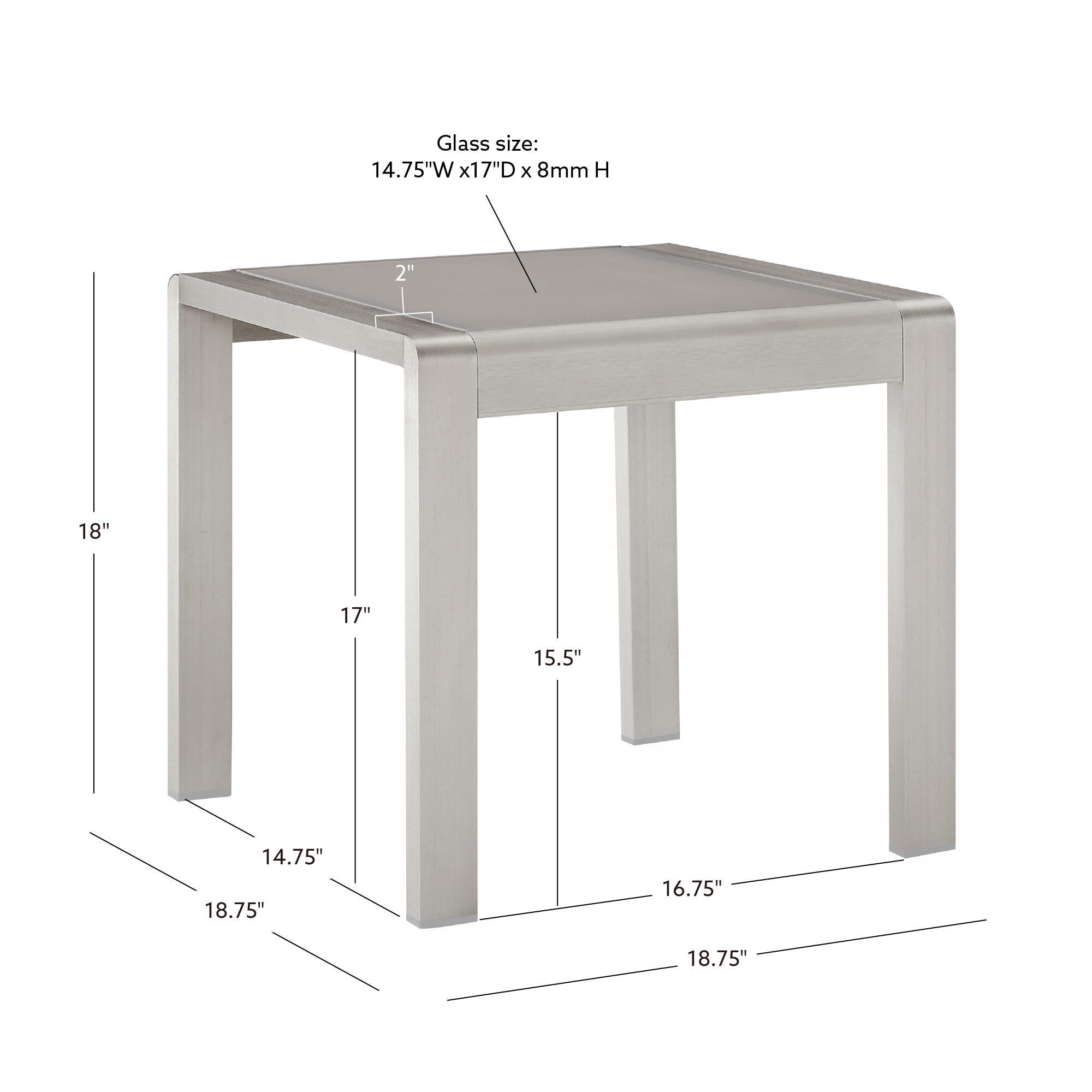 Linon Rosemary Outdoor Side Table, Gray, large