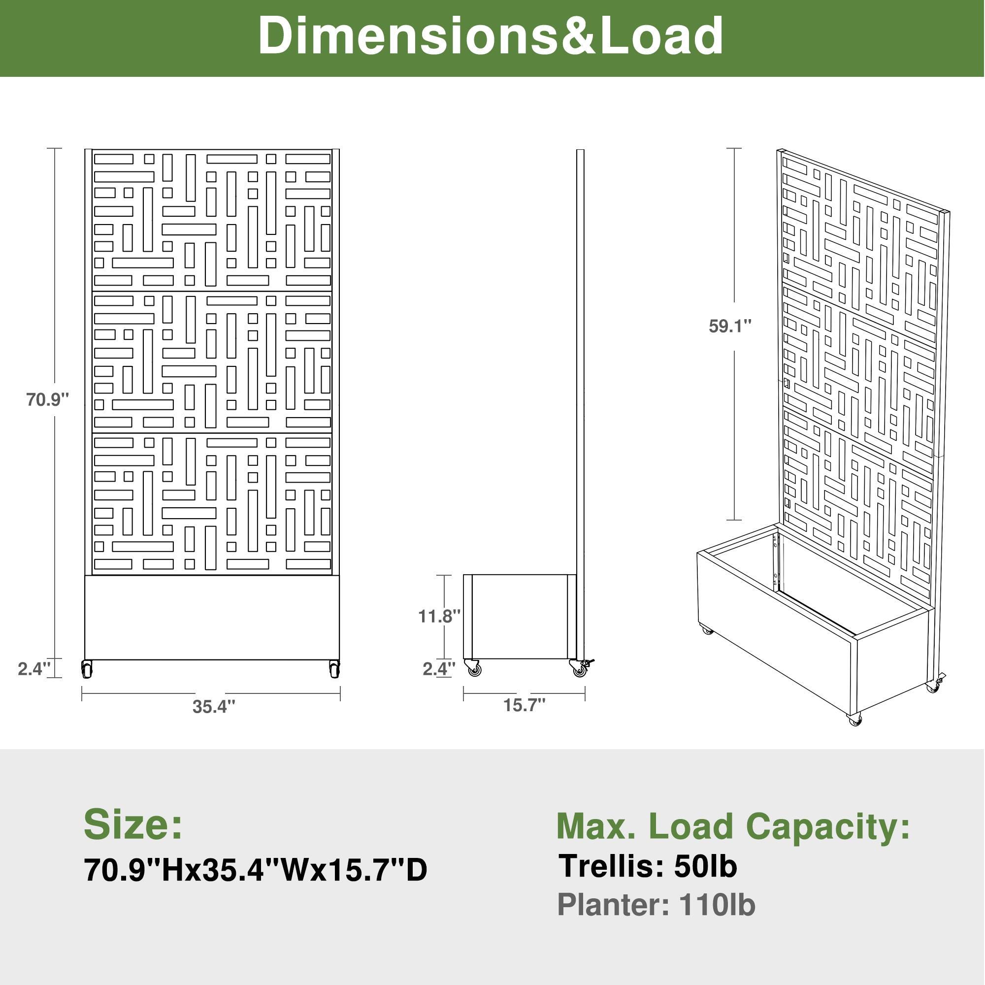 TranquilBreeze 71" Abstract Outdoor Trellis, , large