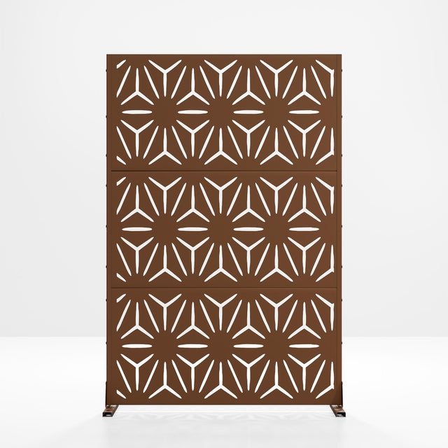 TranquilBreeze 72" Geometric Outdoor Privacy Screen, Brown