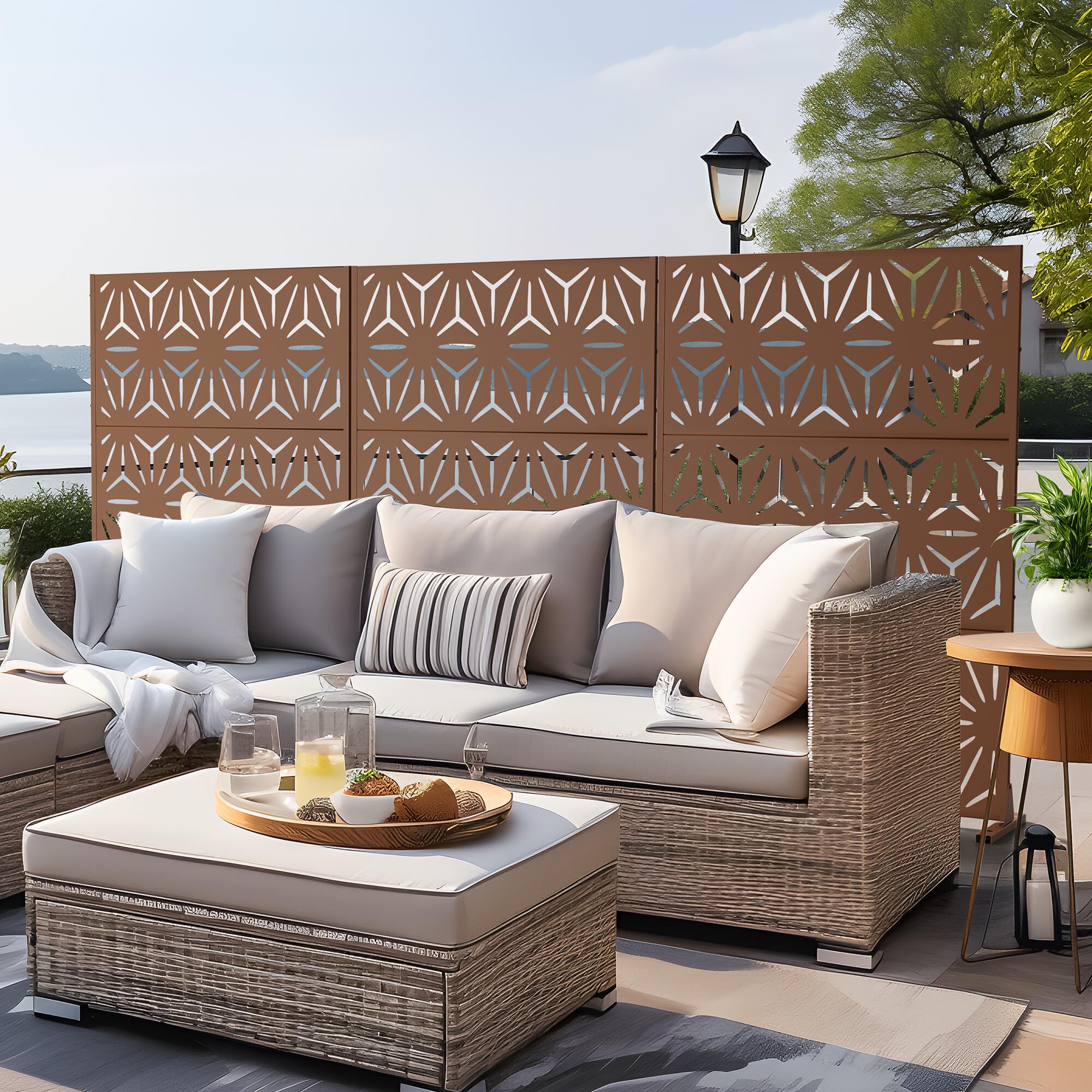 TranquilBreeze 72" Geometric Outdoor Privacy Screen, , large