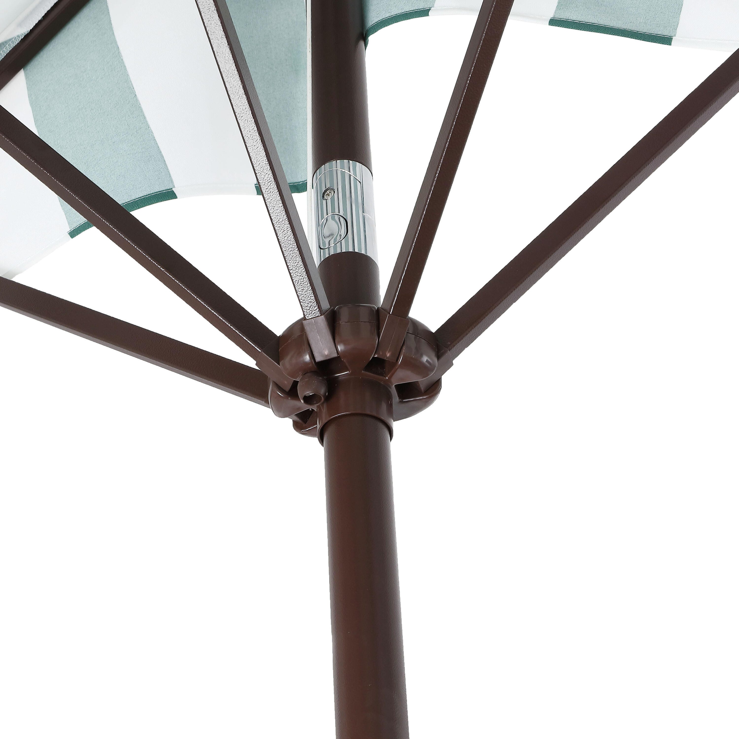JONATHAN Y Beverly 9'  Outdoor Half-Tilted Umbrella, Green/White, large