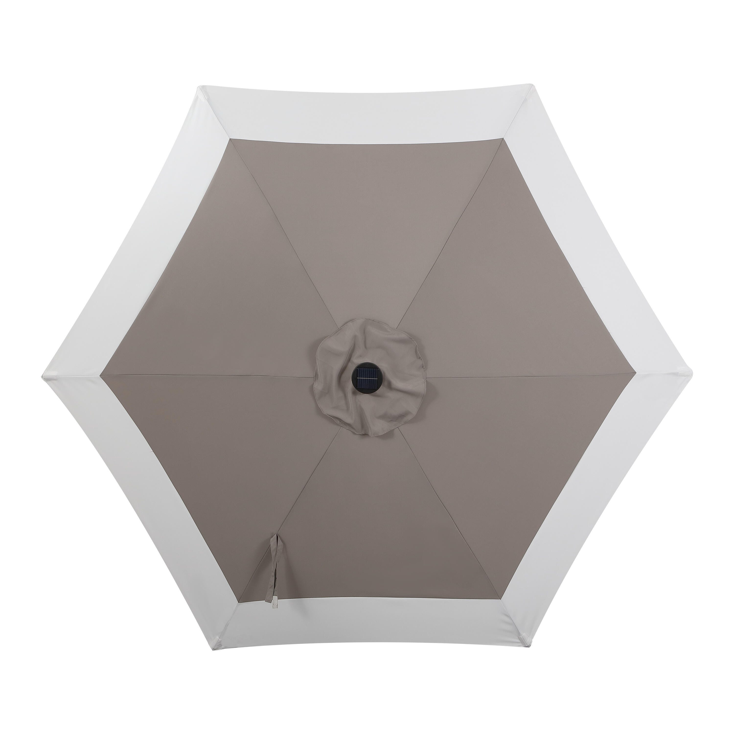 JONATHAN Y Spencer 9'  Outdoor Umbrella with LED Lights, Gray/White, large