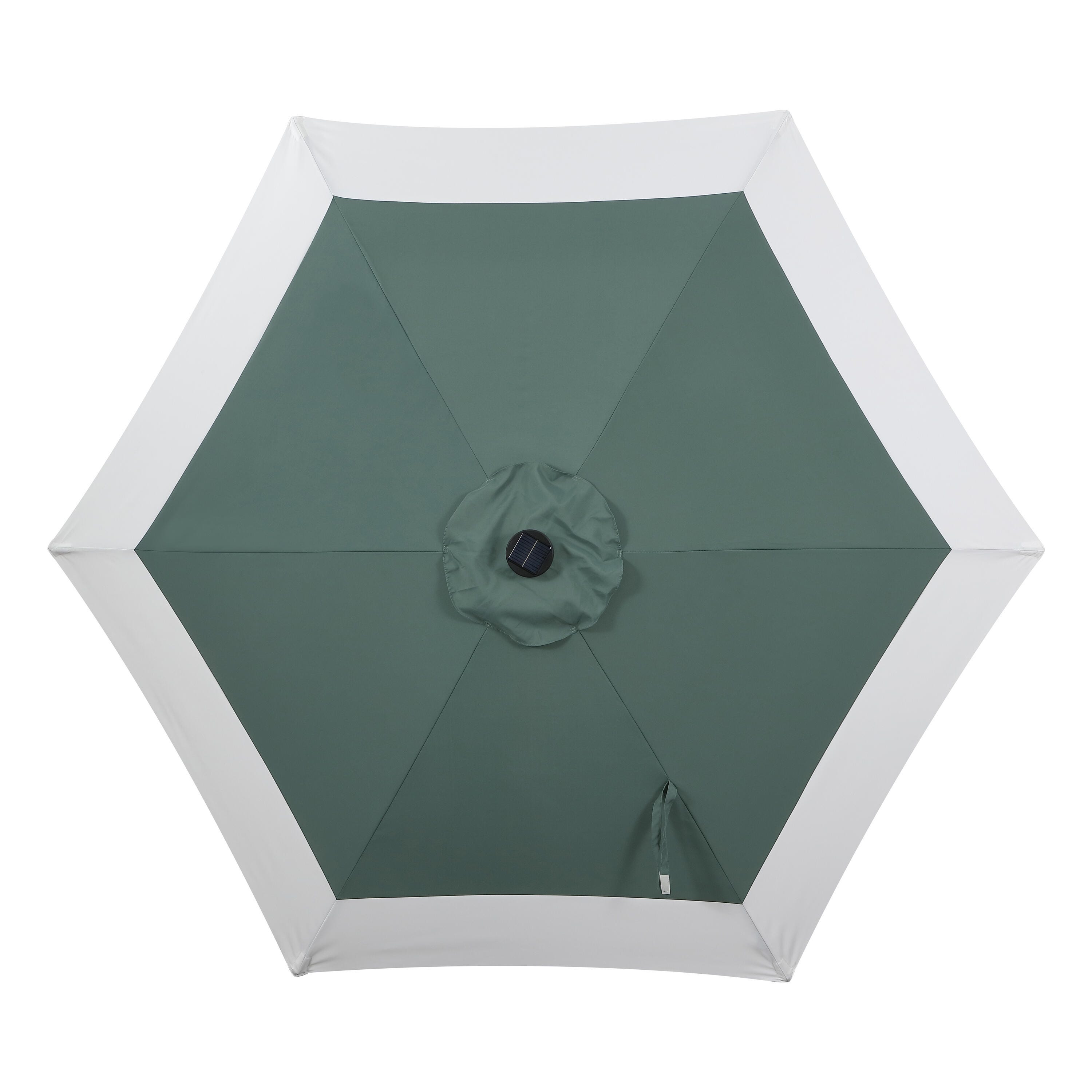 JONATHAN Y Spencer 9'  Outdoor Umbrella with LED Lights, Green/White, large