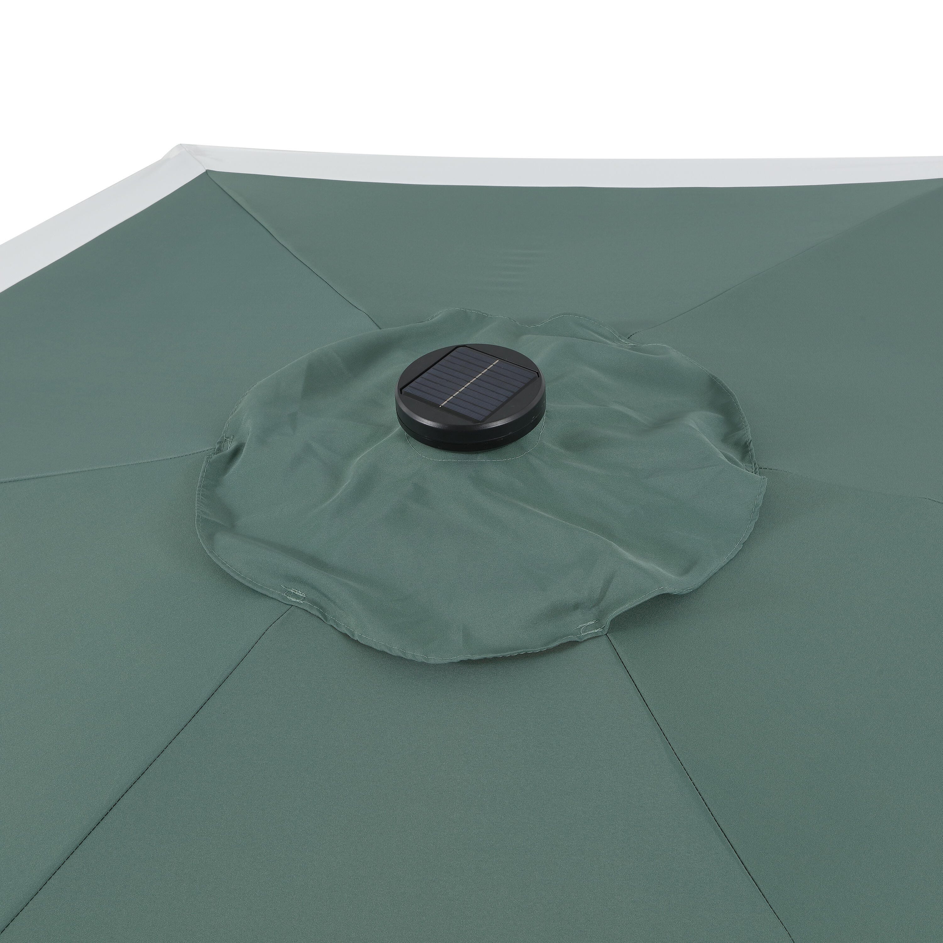 JONATHAN Y Spencer 9'  Outdoor Umbrella with LED Lights, Green/White, large