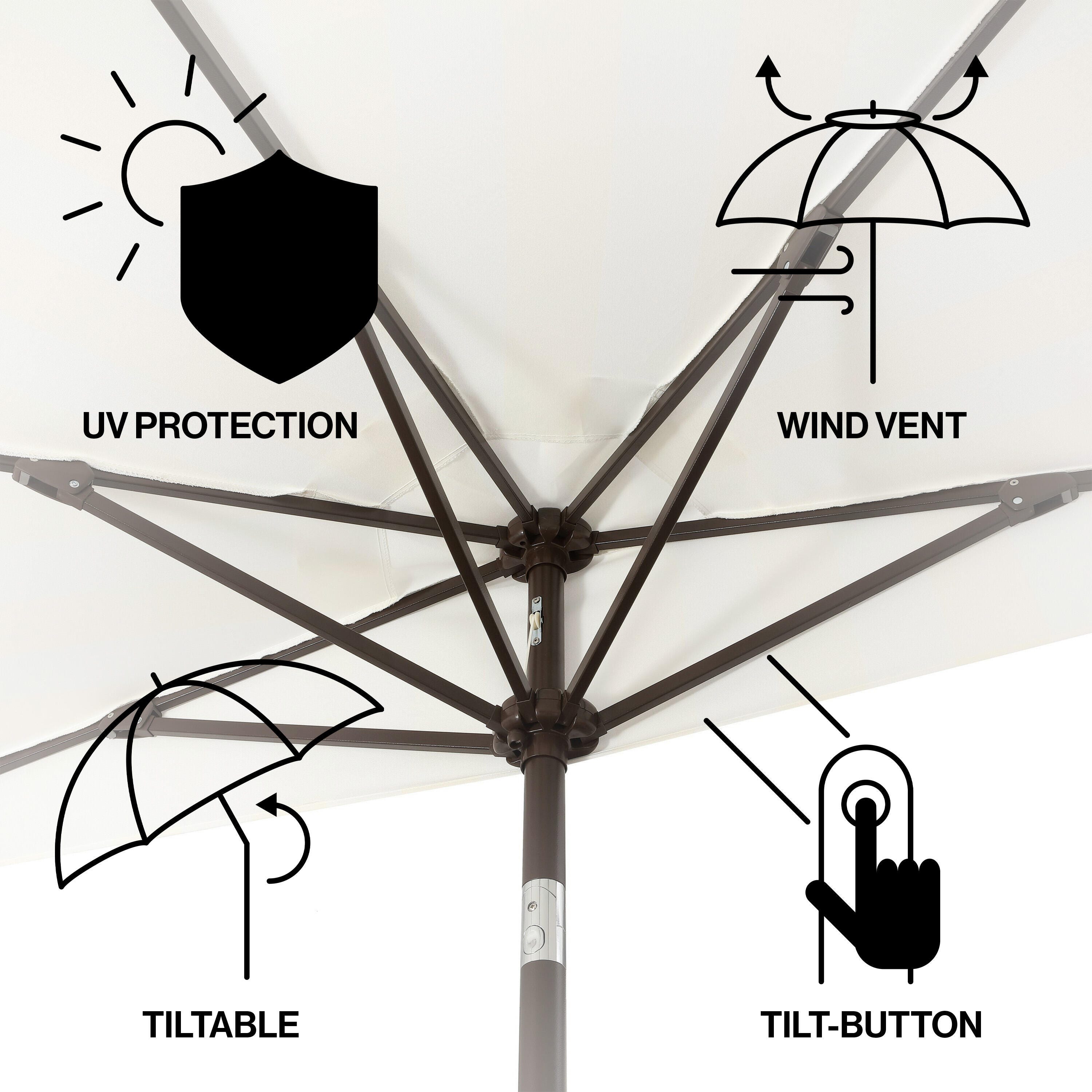 JONATHAN Y Beverly 9'  Outdoor Half-Tilted Umbrella, Cream/White, large
