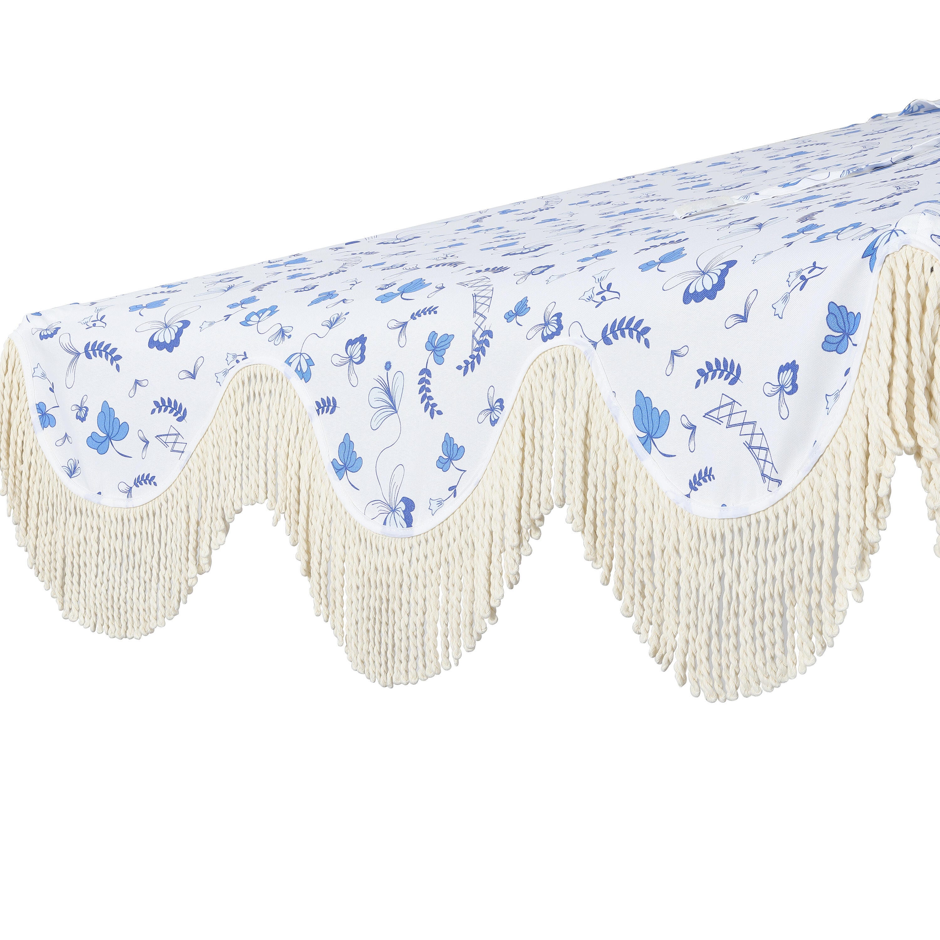 JONATHAN Y Beverly 9'  Outdoor Half-Tilted Umbrella, Blue/White/Cream, large