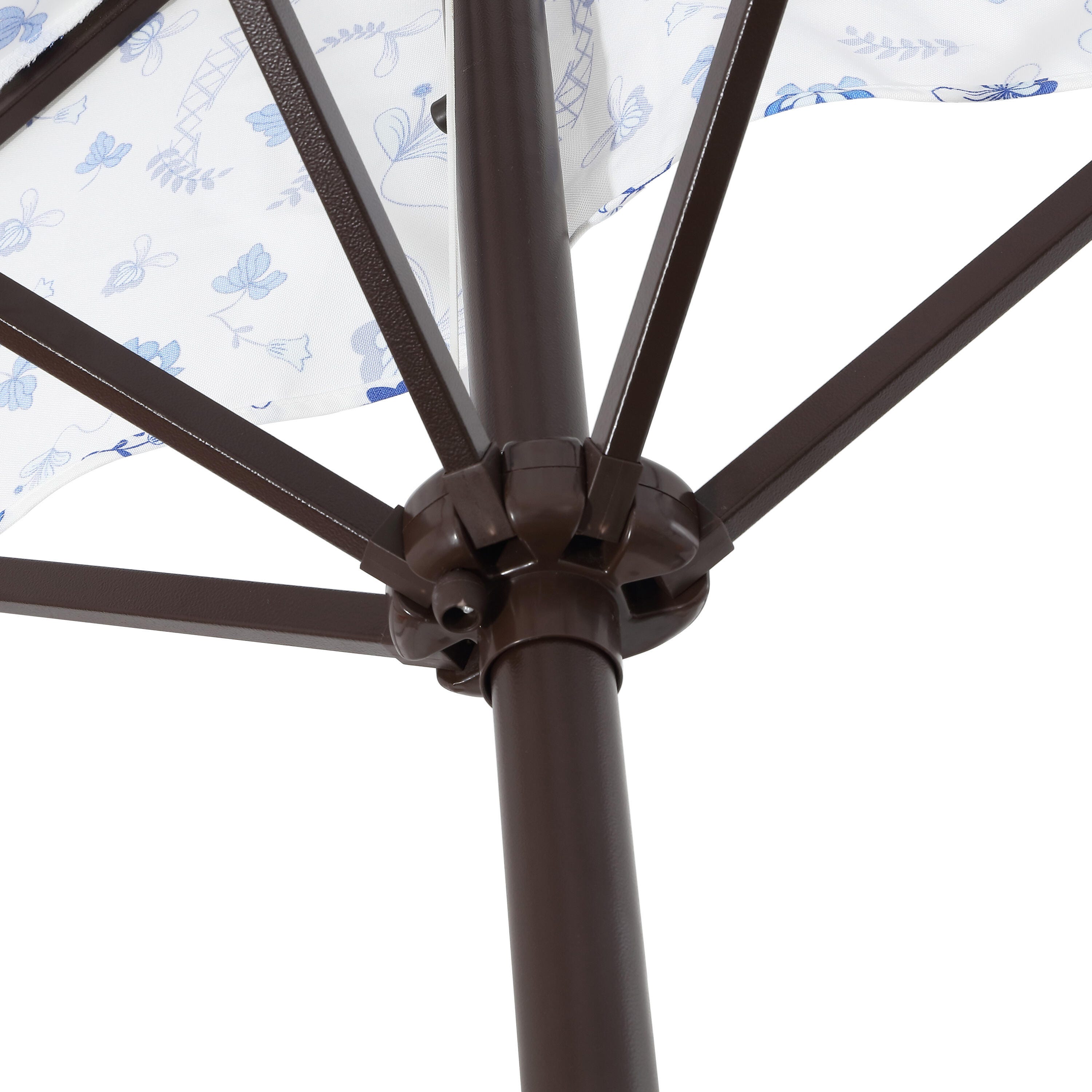 JONATHAN Y Beverly 9'  Outdoor Half-Tilted Umbrella, Blue/White/Cream, large