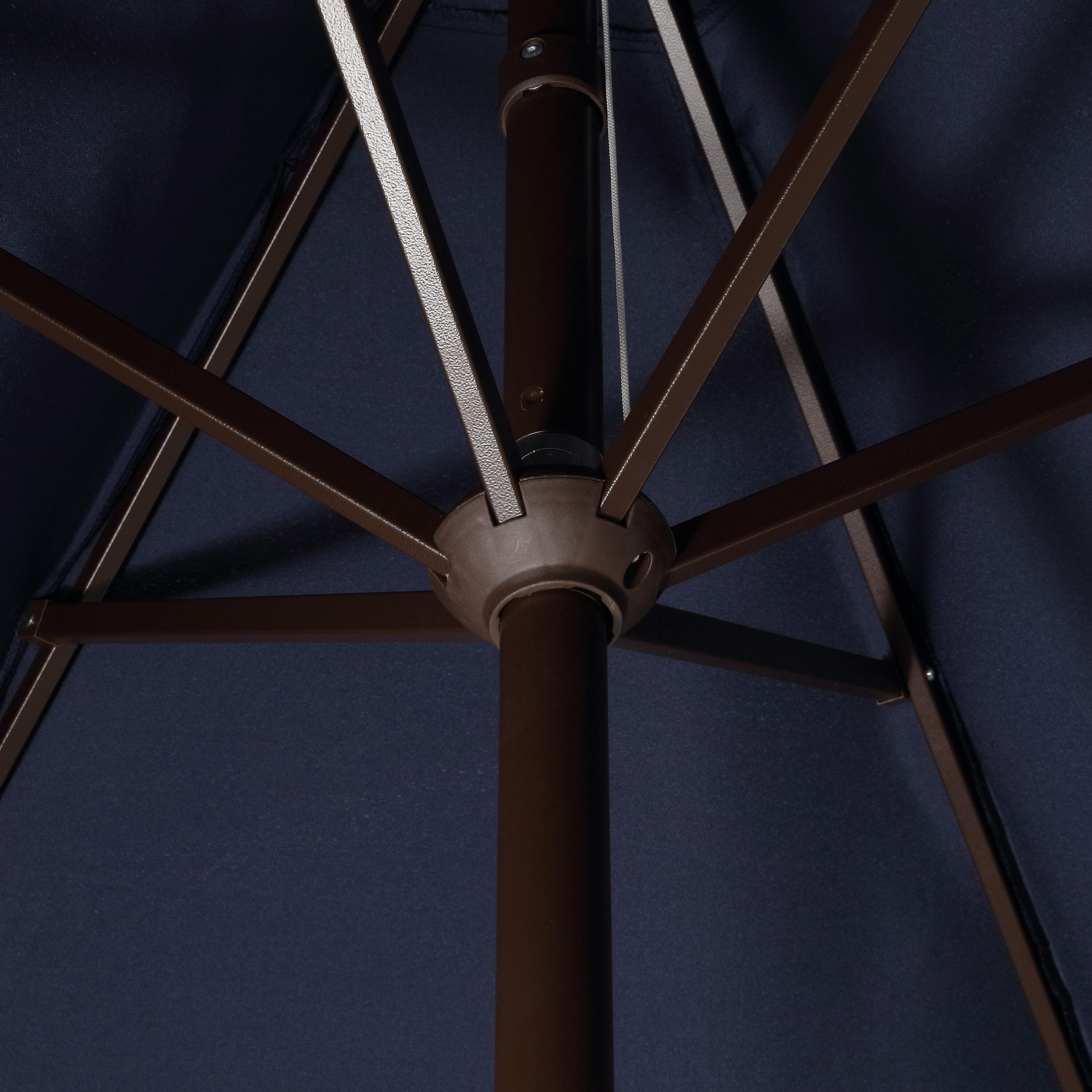 JONATHAN Y Collins 9'  Outdoor Tilted Umbrella, Navy/Cream, large