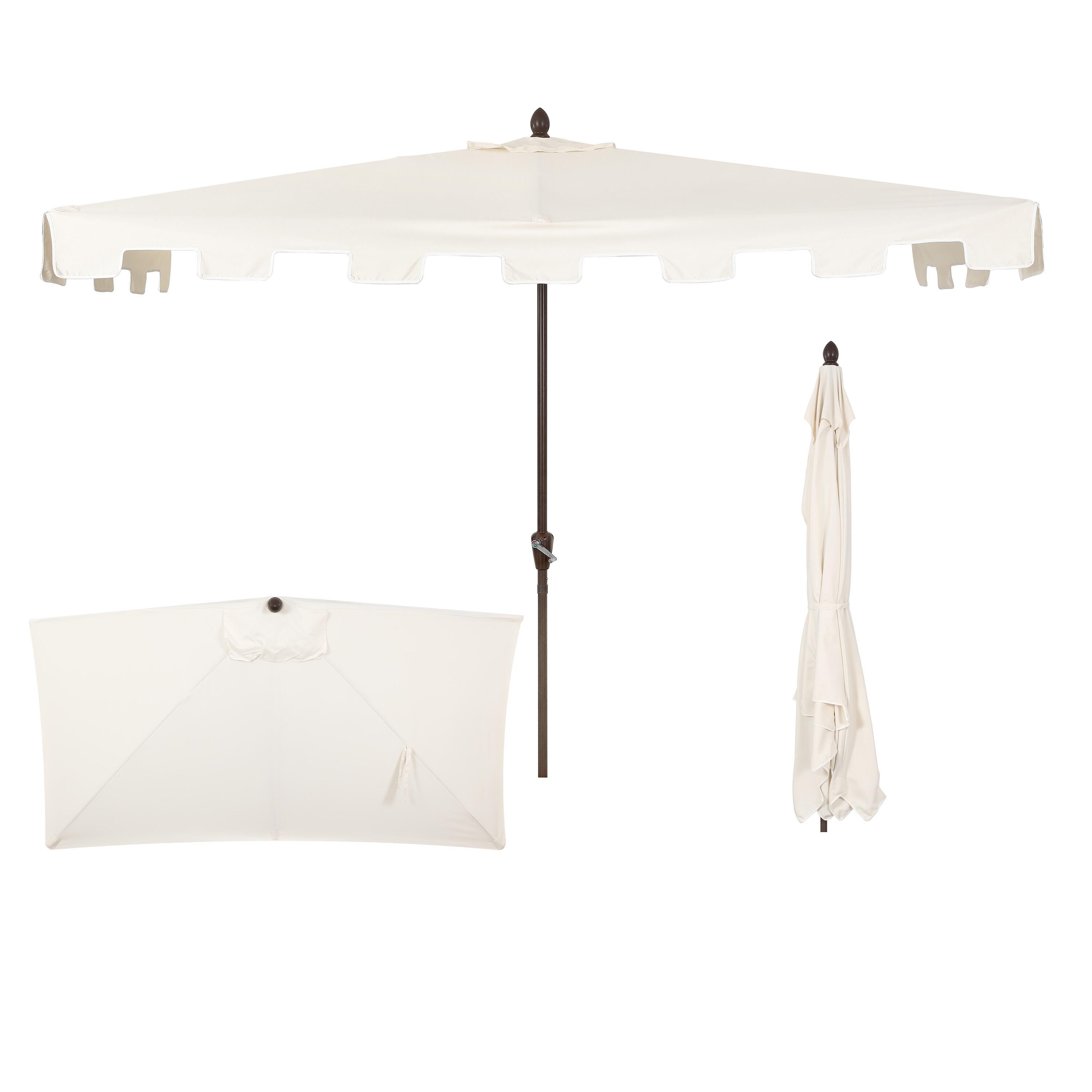 JONATHAN Y Sidney 9'  Outdoor Half Umbrella, Cream/White, large
