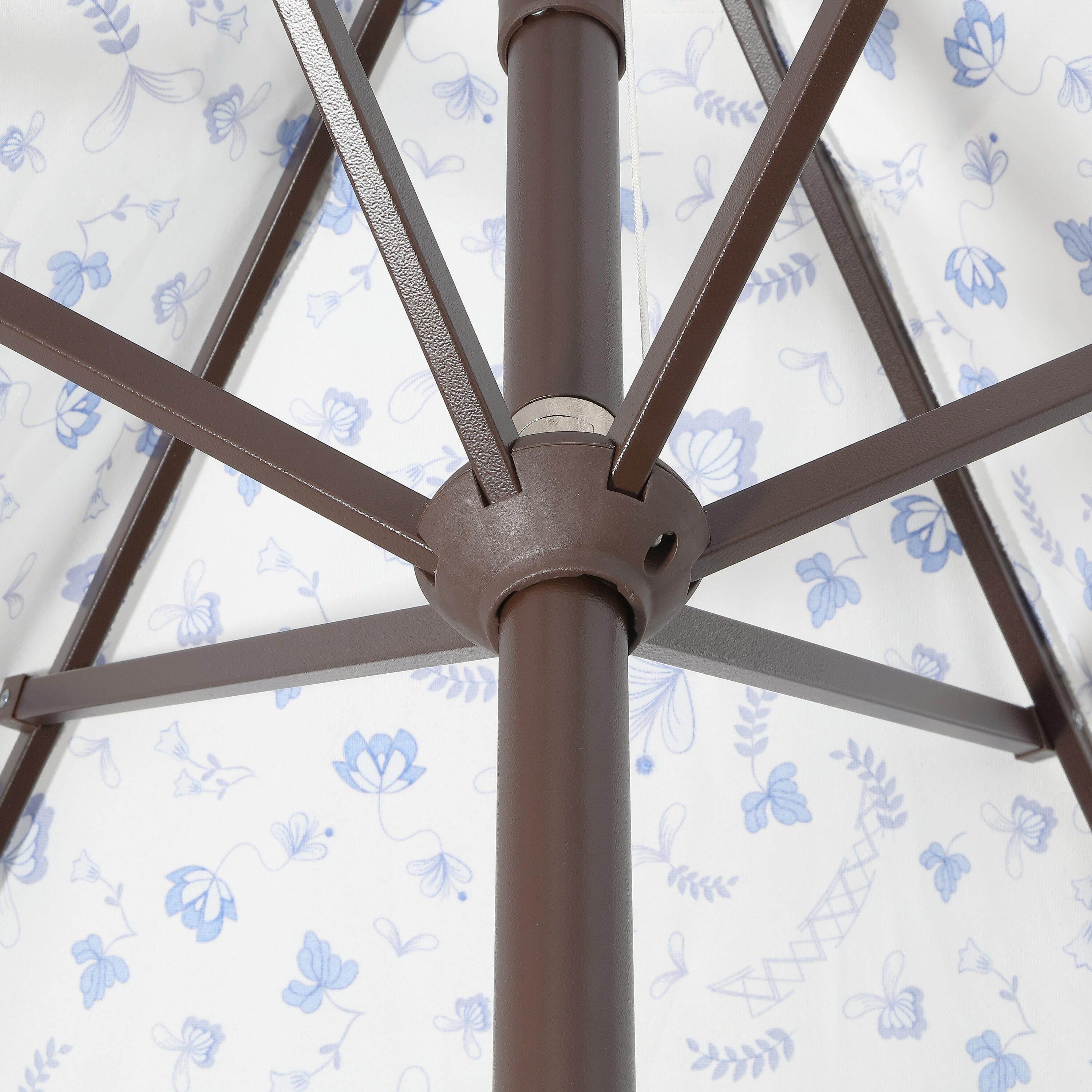 JONATHAN Y Collins 9'  Outdoor Tilted Umbrella, Blue/White/Cream, large