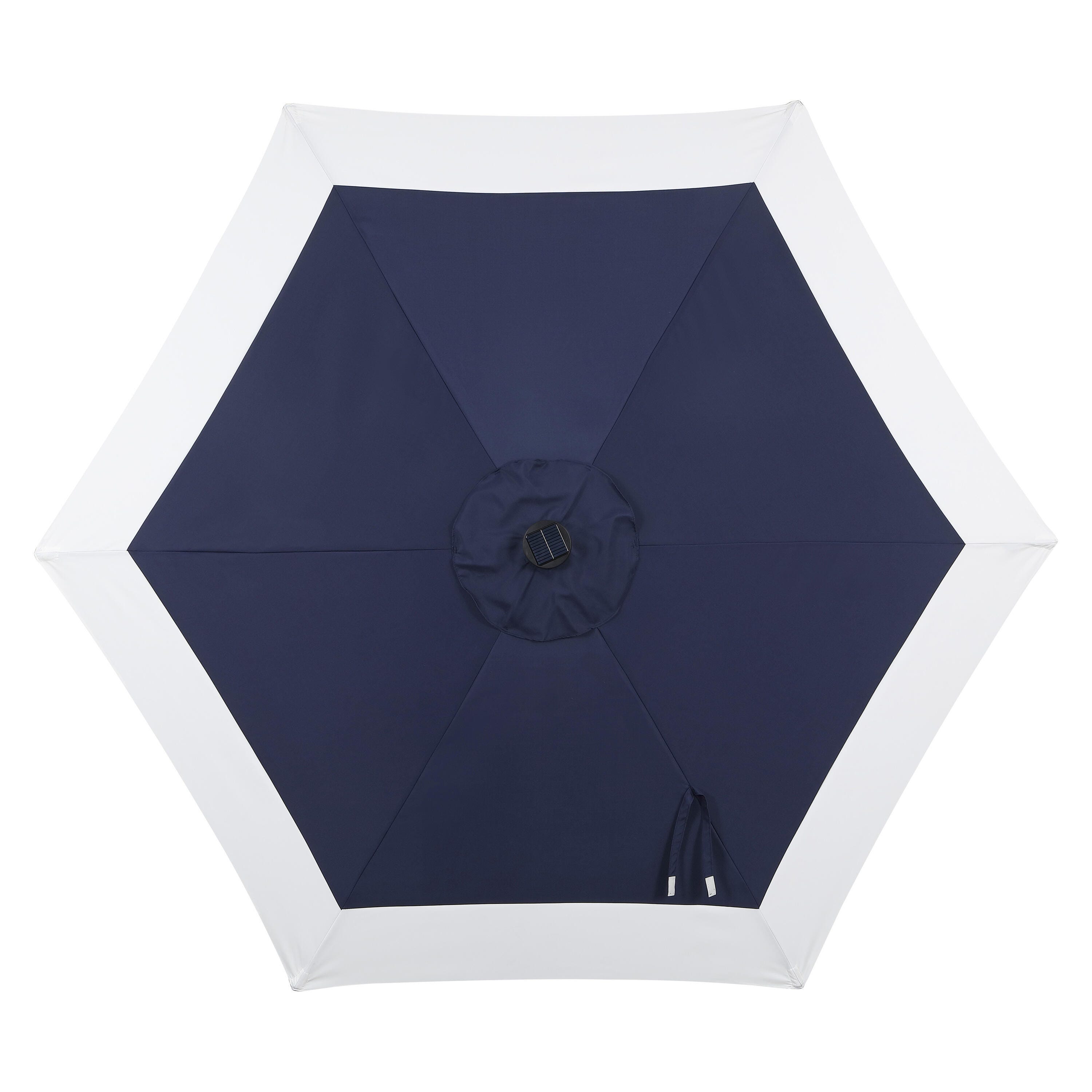 JONATHAN Y Spencer 9'  Outdoor Umbrella with LED Lights, Navy/White, large