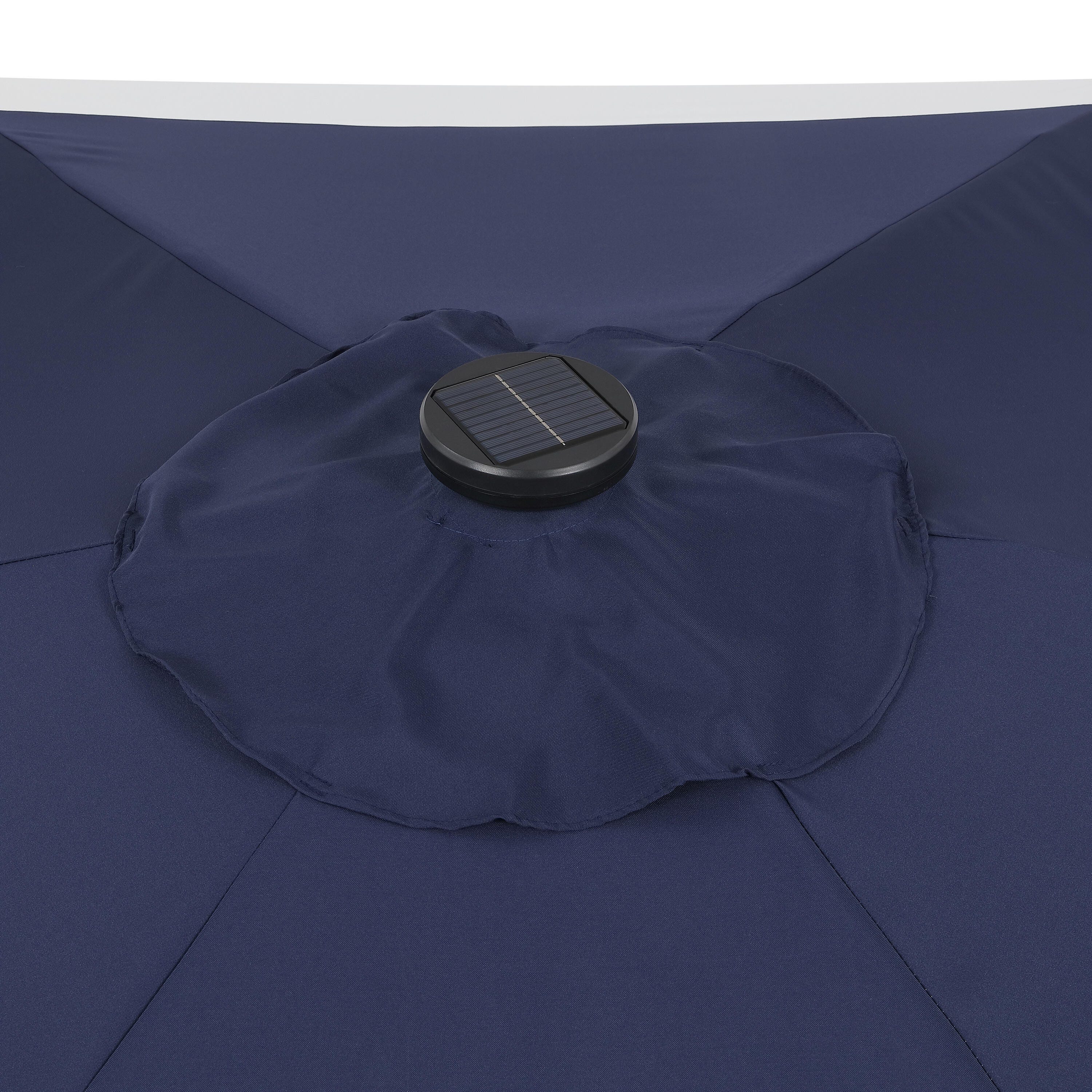 JONATHAN Y Spencer 9'  Outdoor Umbrella with LED Lights, Navy/White, large