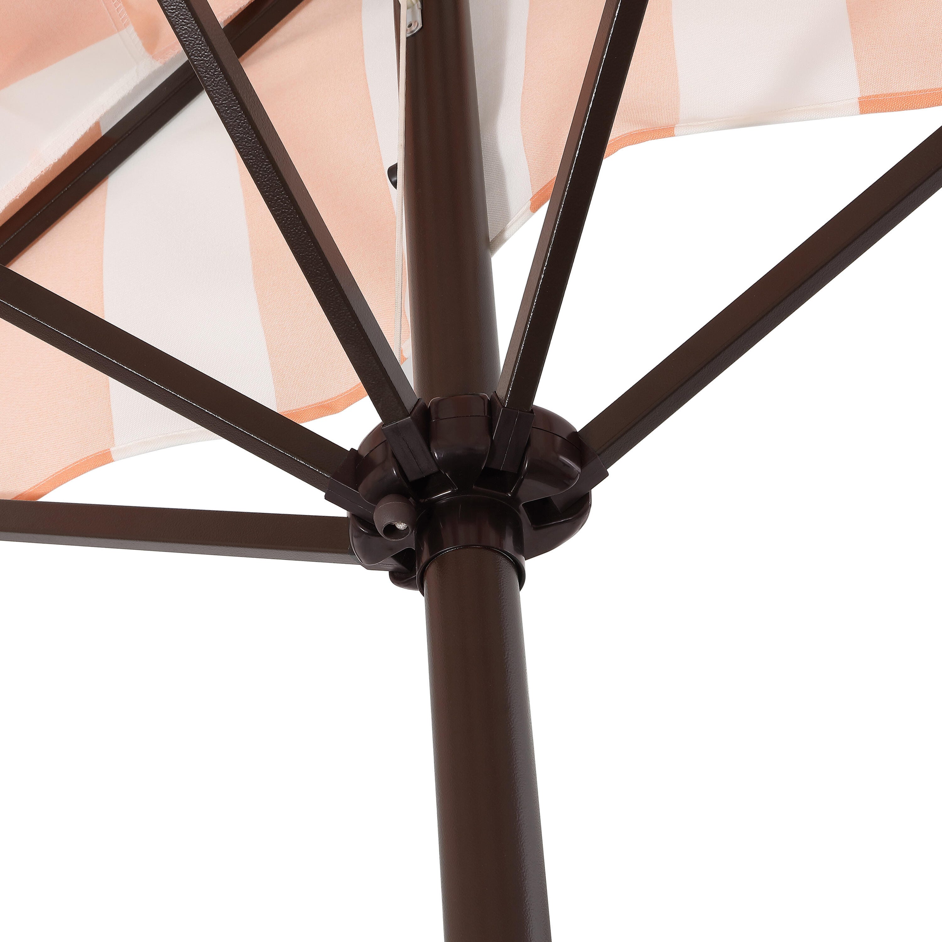 JONATHAN Y Beverly 9'  Outdoor Half-Tilted Umbrella, Coral Pink/White, large