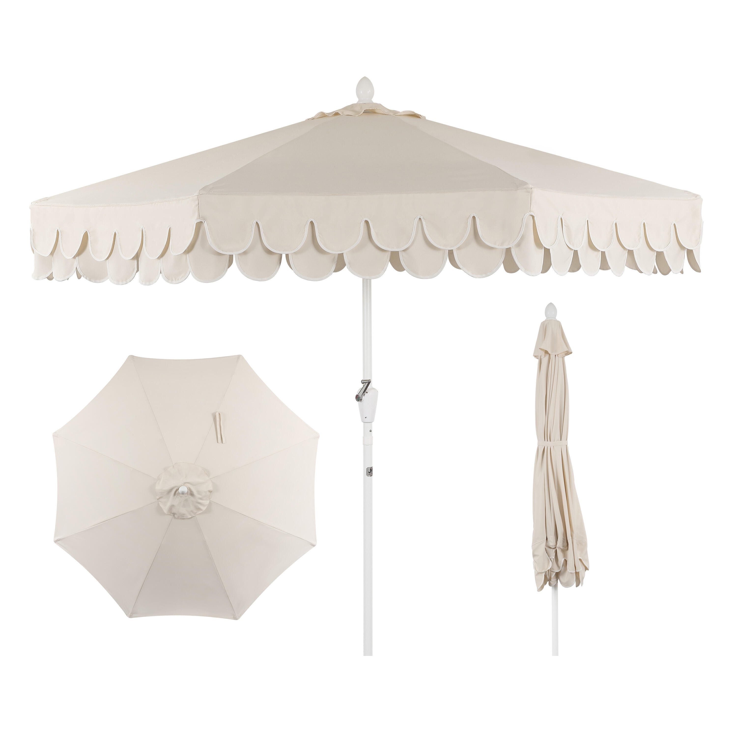 JONATHAN Y Tracy 9'  Outdoor Tilted Umbrella, Cream/White, large