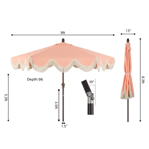 coral coast 9 ft rotating offset patio umbrella Kingdura 11ft Cantilever with Base Included, Large Round Aluminum Outdoor Umbrella, 360 Rotation & Infinite Tilt, Heavy Duty Frame for Deck Pool Backyard, Beige : Patio, Lawn It features a sturdy aluminum frame covered in durable outdoor canvas 9ft Fringe Market Patio Umbrella