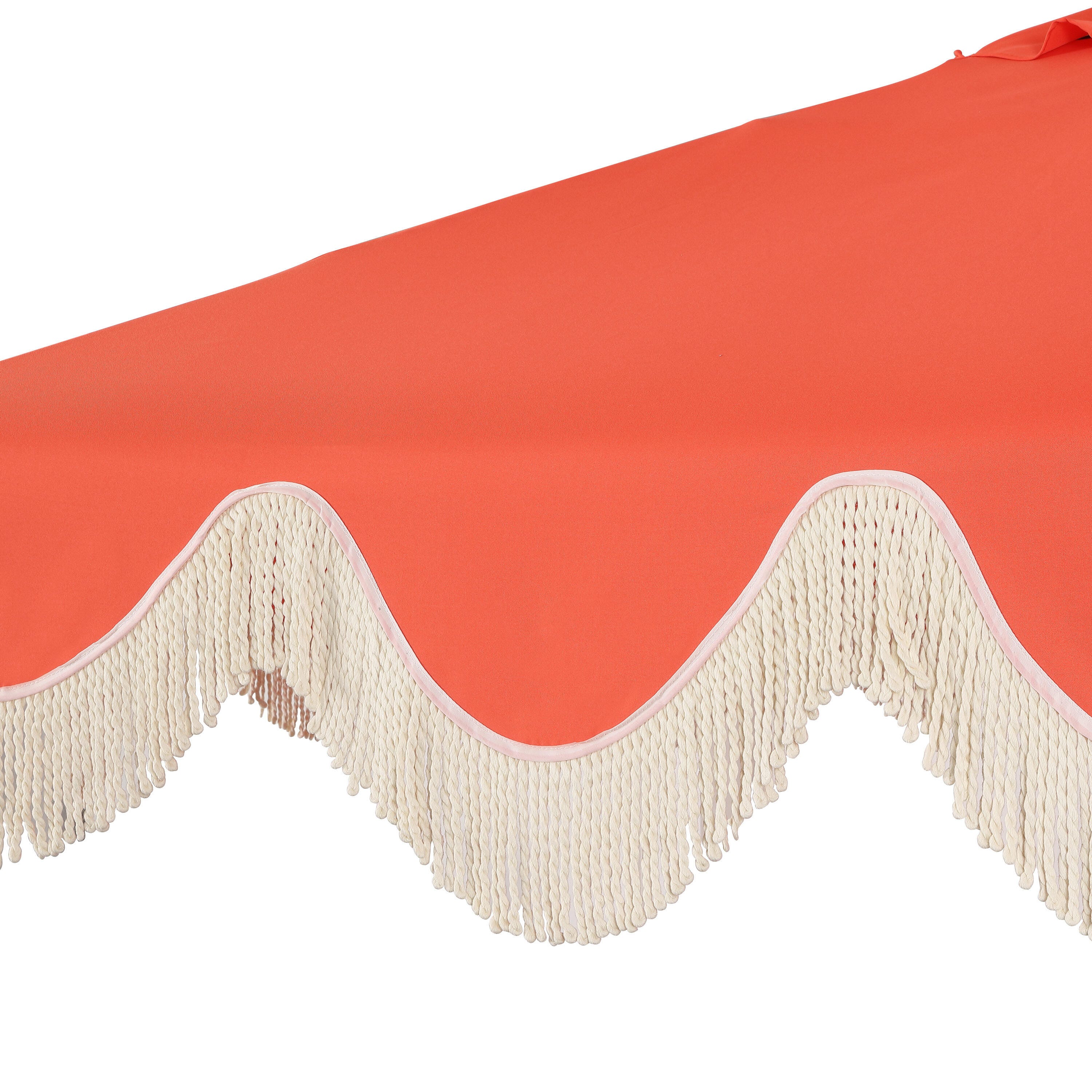 JONATHAN Y Collins 9'  Outdoor Tilted Umbrella, Coral Red/Cream, large