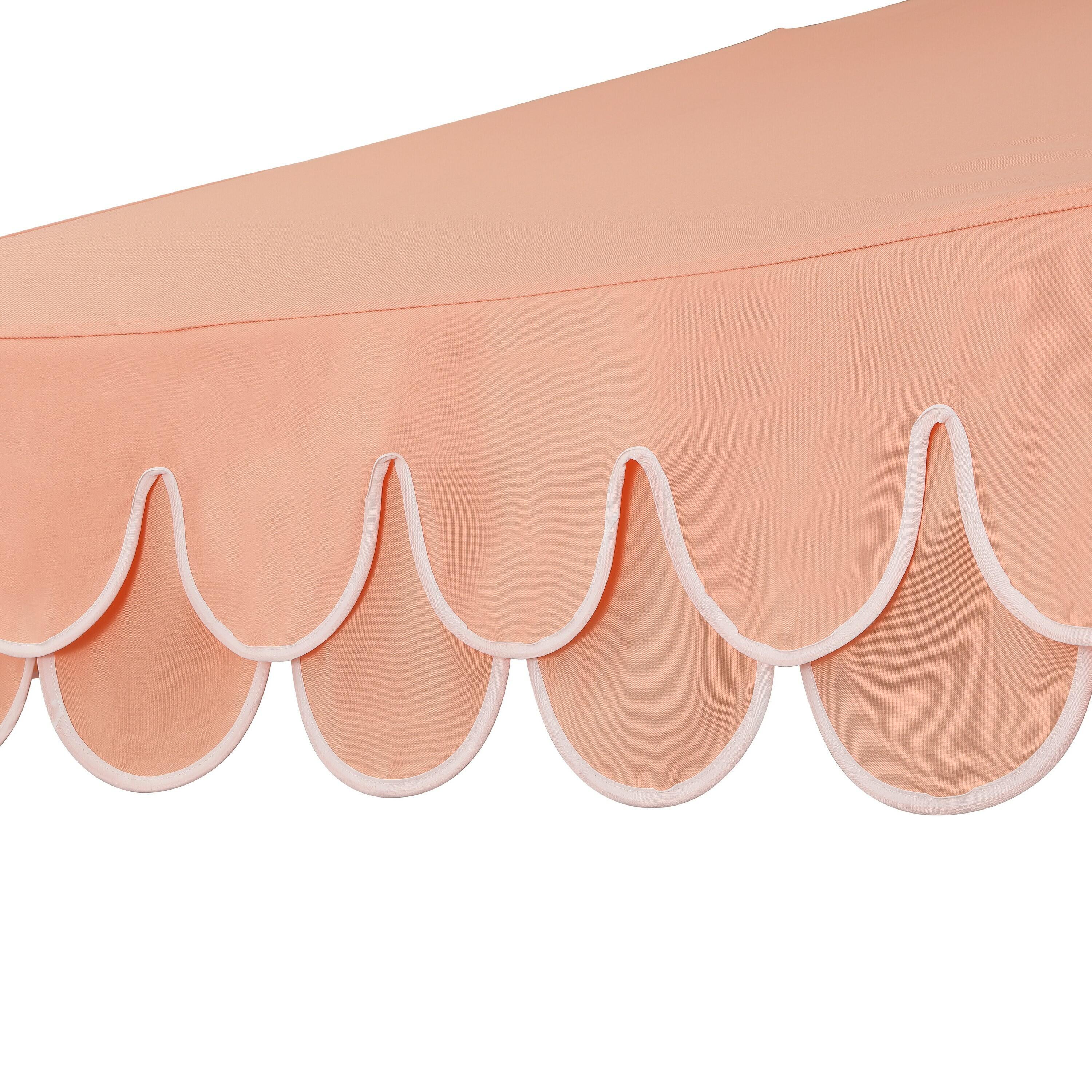 JONATHAN Y Tracy 9'  Outdoor Tilted Umbrella, Coral Pink/White, large