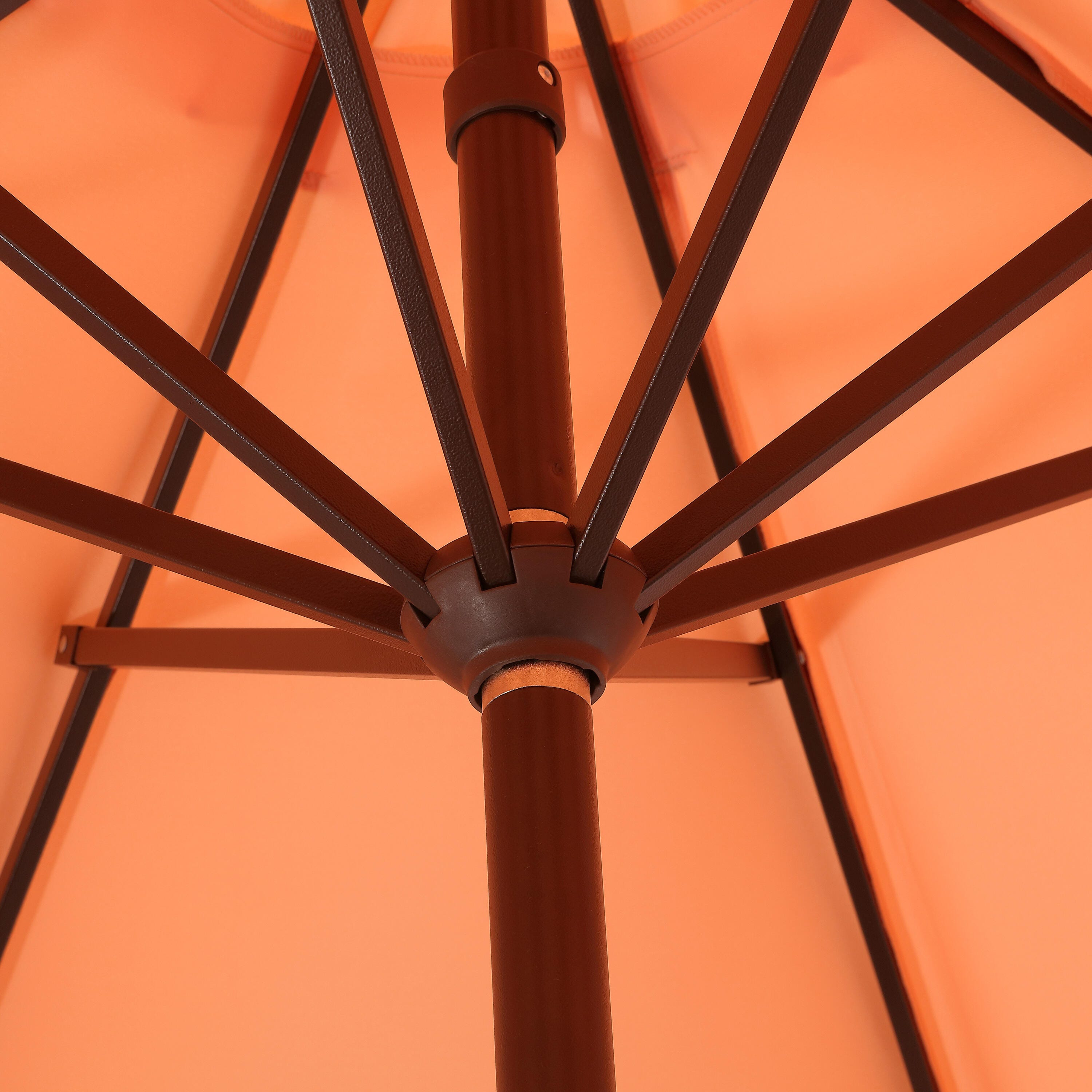 JONATHAN Y Tracy 9'  Outdoor Tilted Umbrella, Coral Pink/White, large