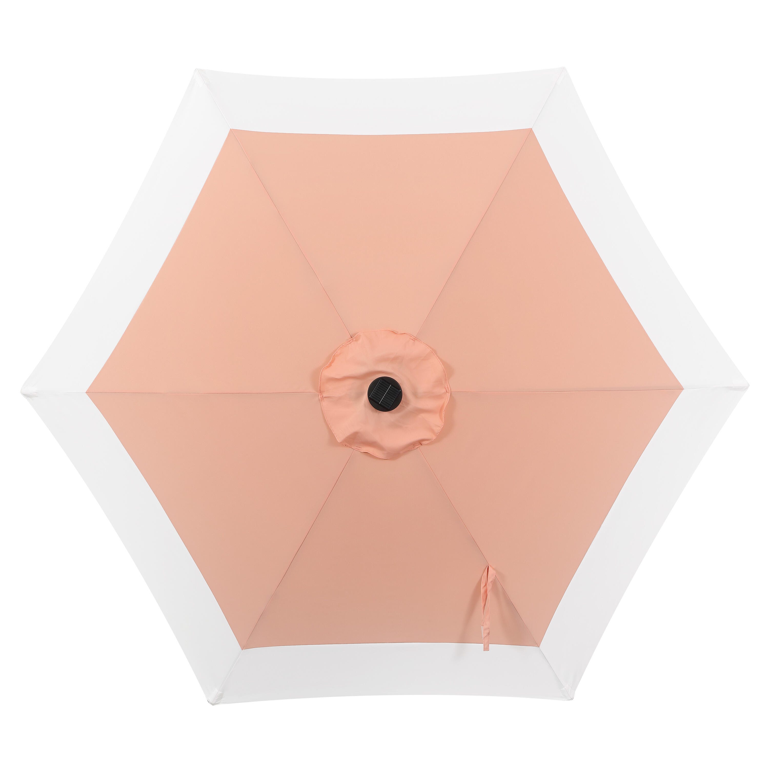 JONATHAN Y Spencer 9'  Outdoor Umbrella with LED Lights, Coral Pink/White, large
