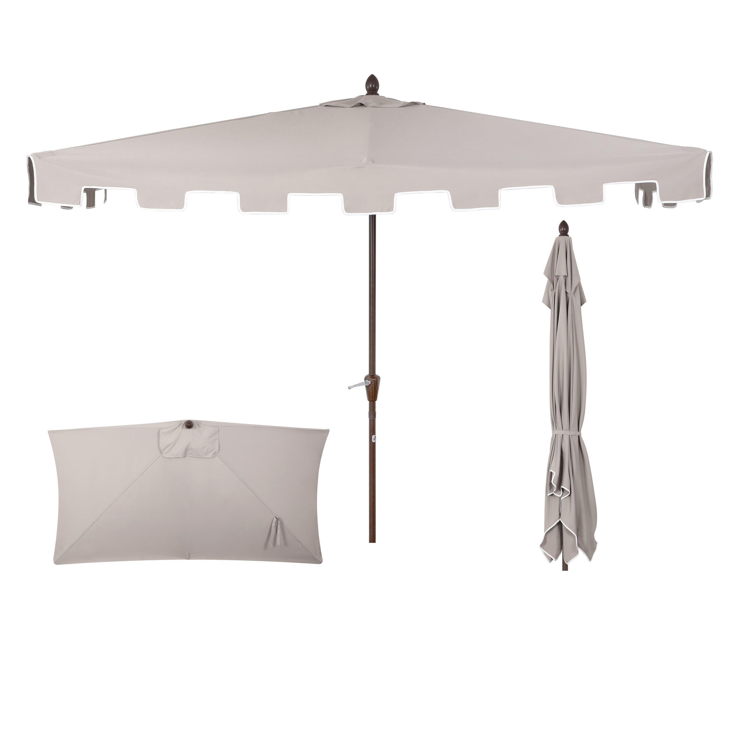 JONATHAN Y Sidney 9'  Outdoor Half Umbrella, Gray/White, large