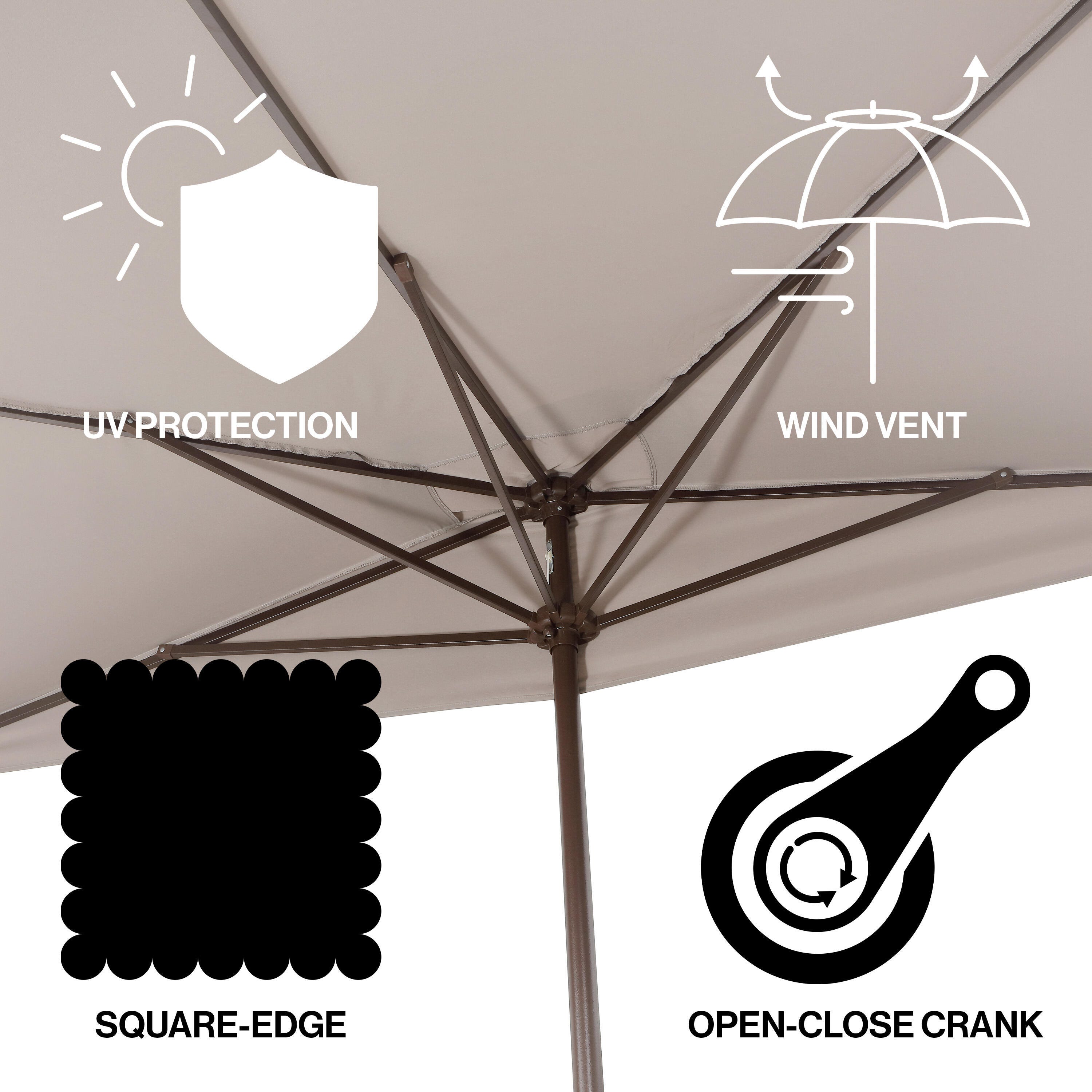 JONATHAN Y Sidney 9'  Outdoor Half Umbrella, Gray/White, large