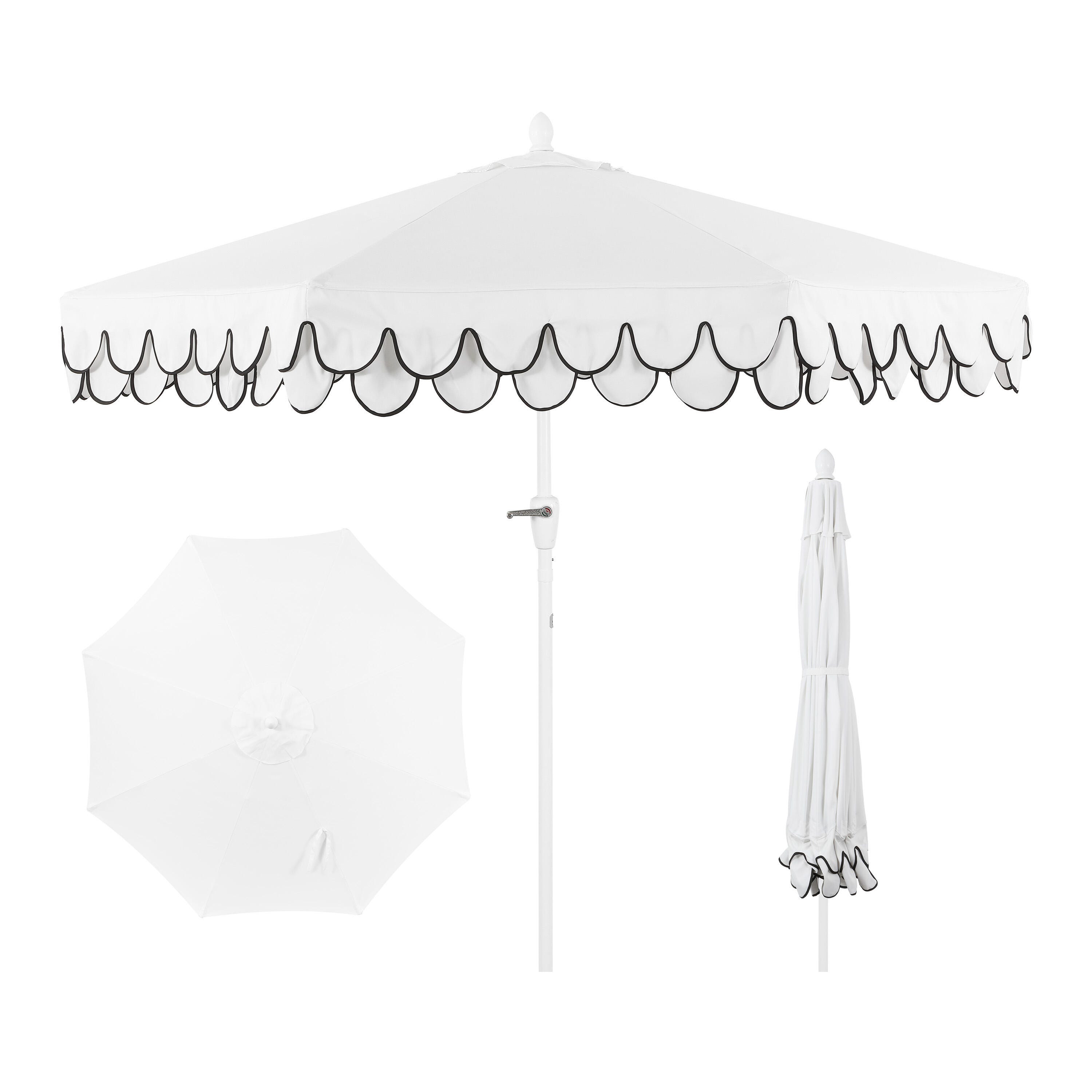 JONATHAN Y Tracy 9'  Outdoor Tilted Umbrella, White/Black, large