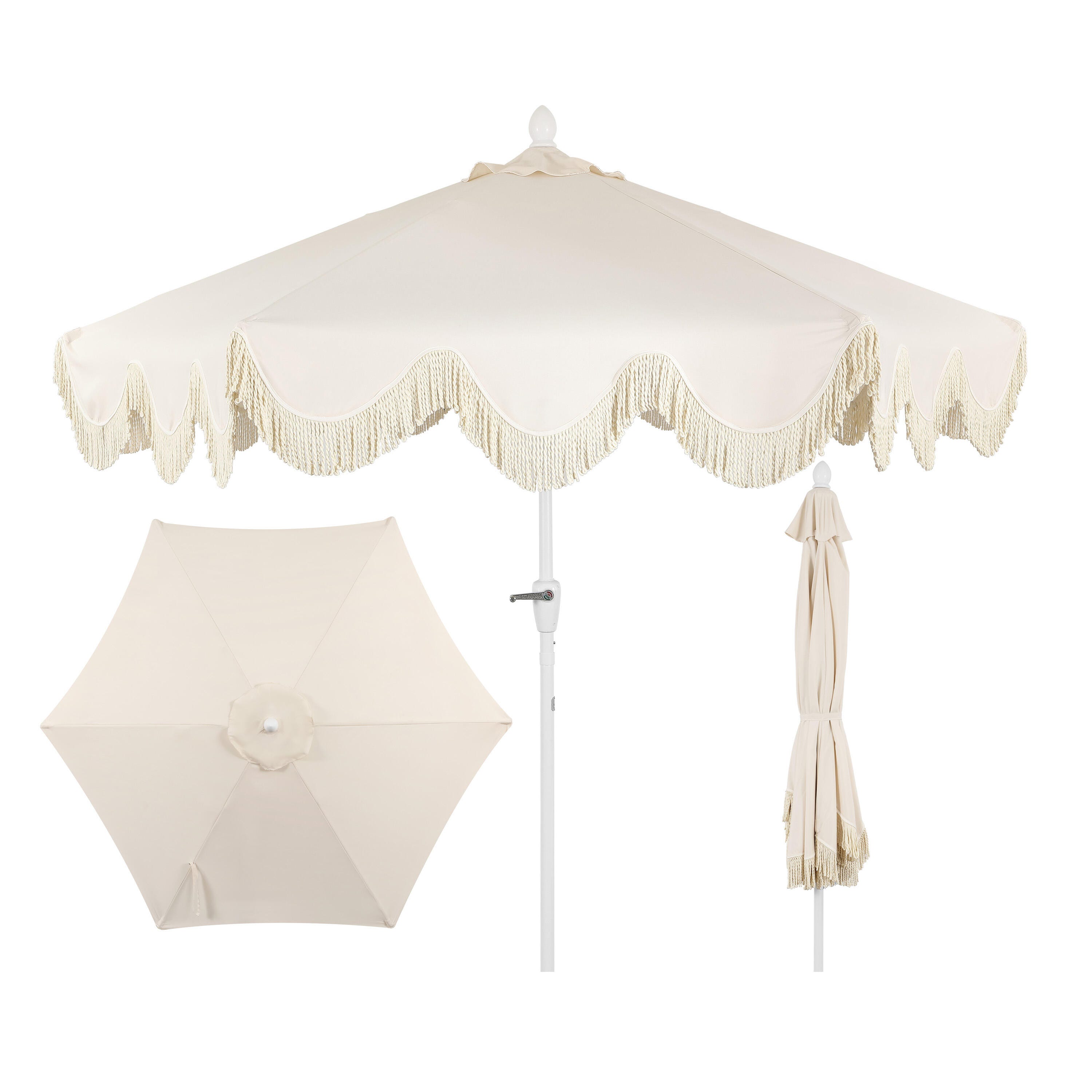 JONATHAN Y Collins 9'  Outdoor Tilted Umbrella, Cream, large