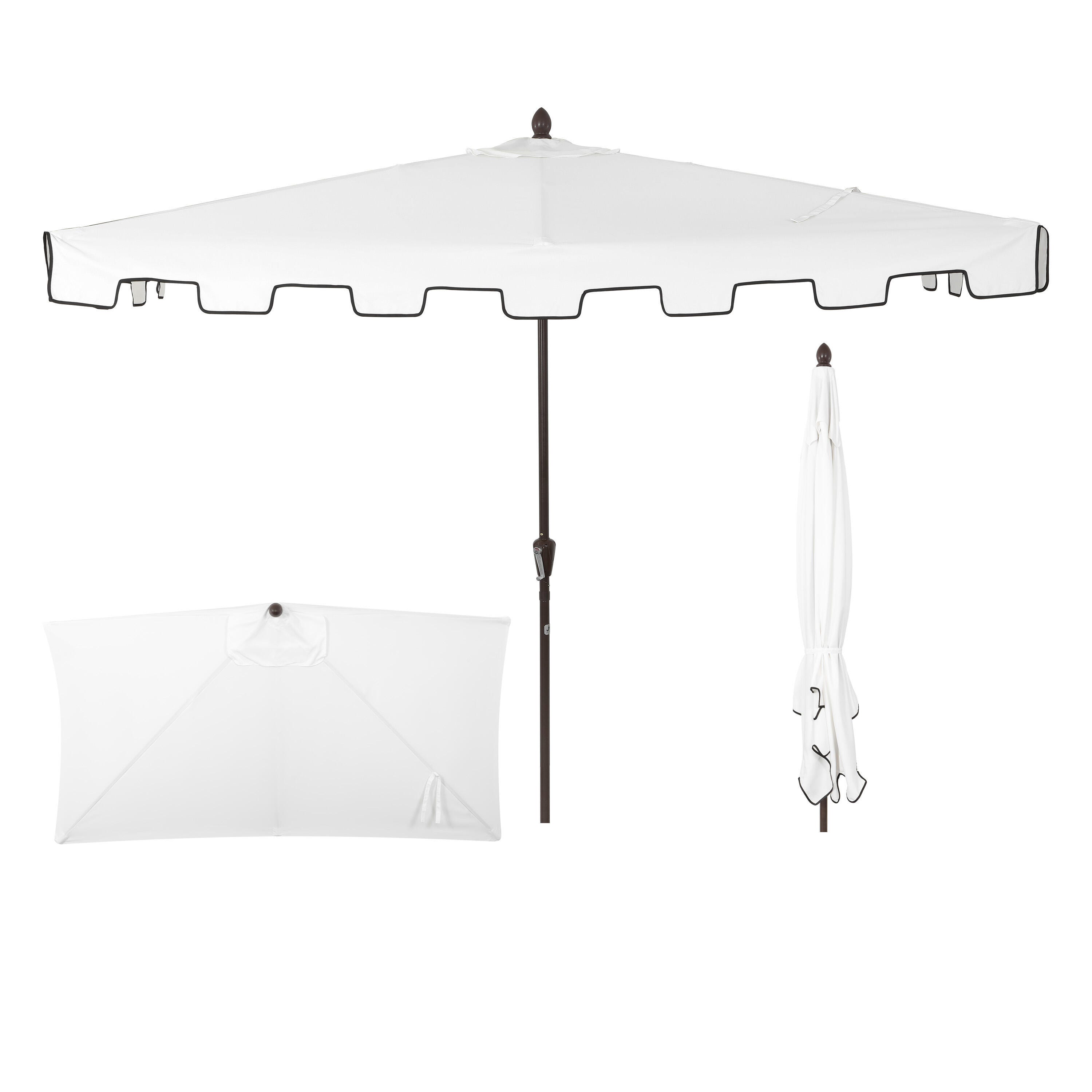 JONATHAN Y Sidney 9'  Outdoor Half Umbrella, White/Black, large